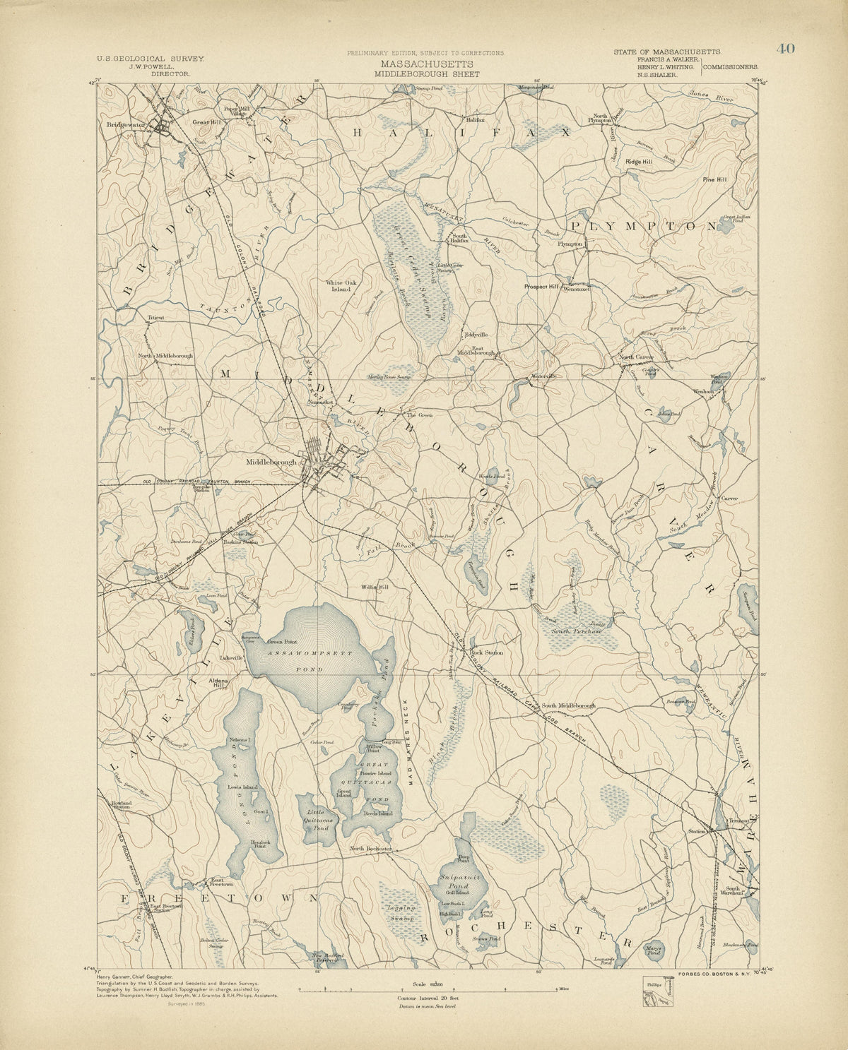 Massachusetts - Middleborough Sheet from Atlas of Massachusetts 1890 by Relic Map Company