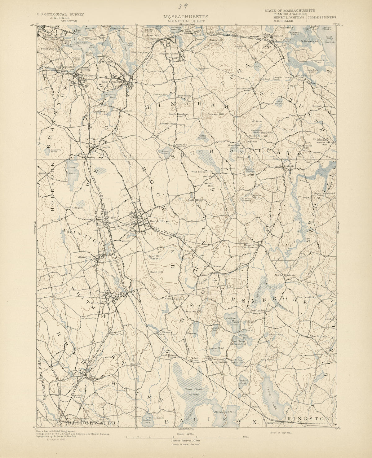Massachusetts - Abington Sheet from Atlas of Massachusetts 1890 by Relic Map Company