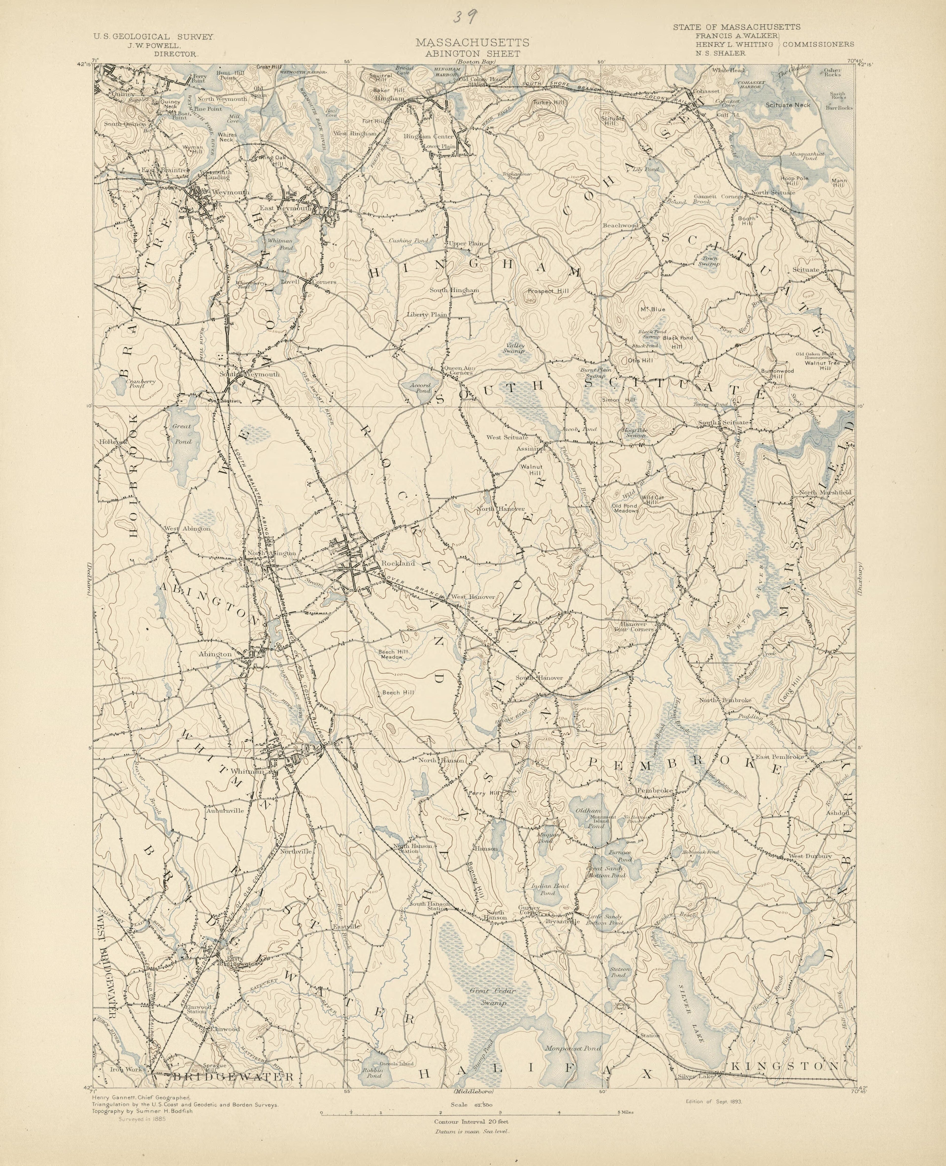 Massachusetts - Abington Sheet from Atlas of Massachusetts 1890 by Relic Map Company