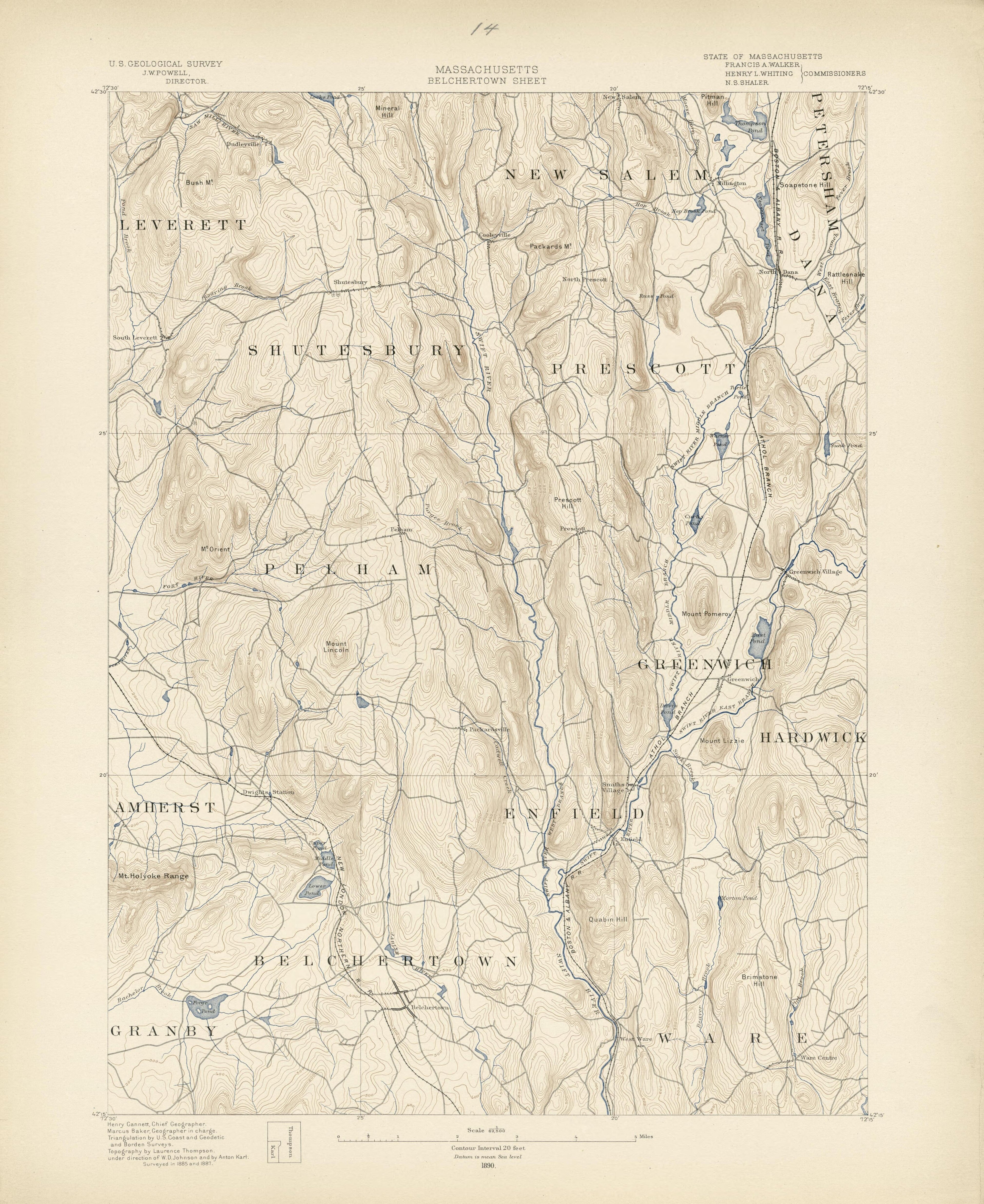 Massachusetts, Belchertown Sheet from Atlas of Massachusetts 1890 by Relic Map Company