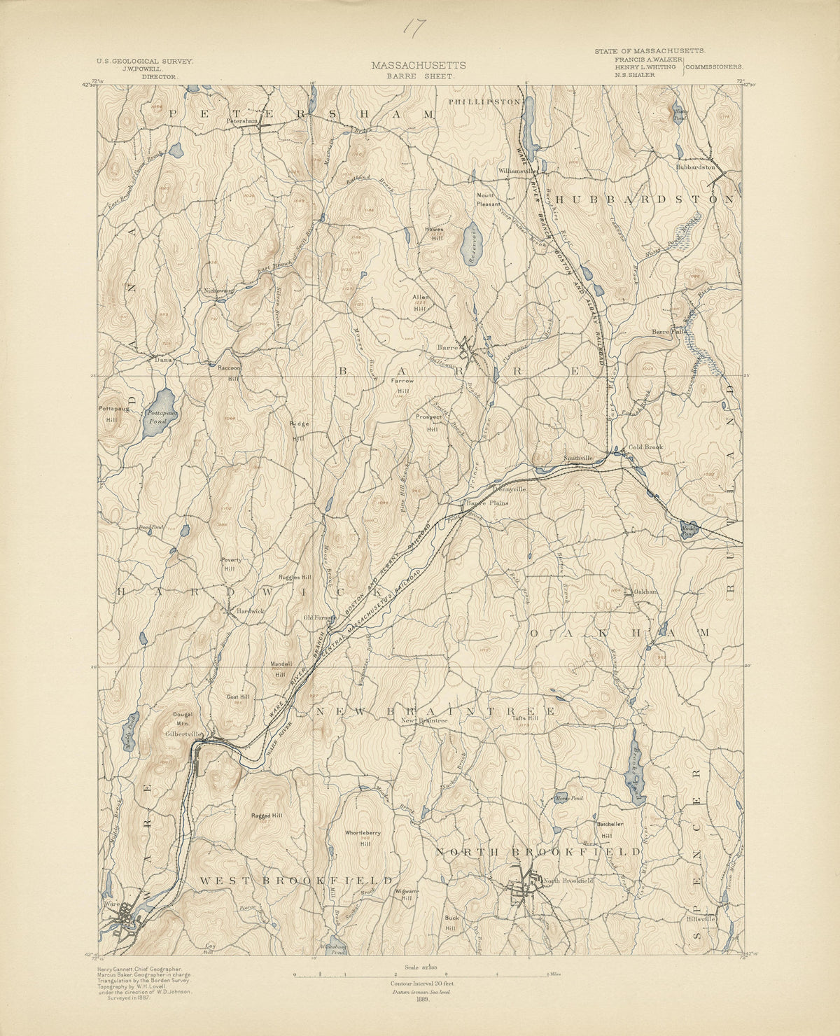 Massachusetts, Barre Sheet from Atlas of Massachusetts 1890 by Relic Map Company