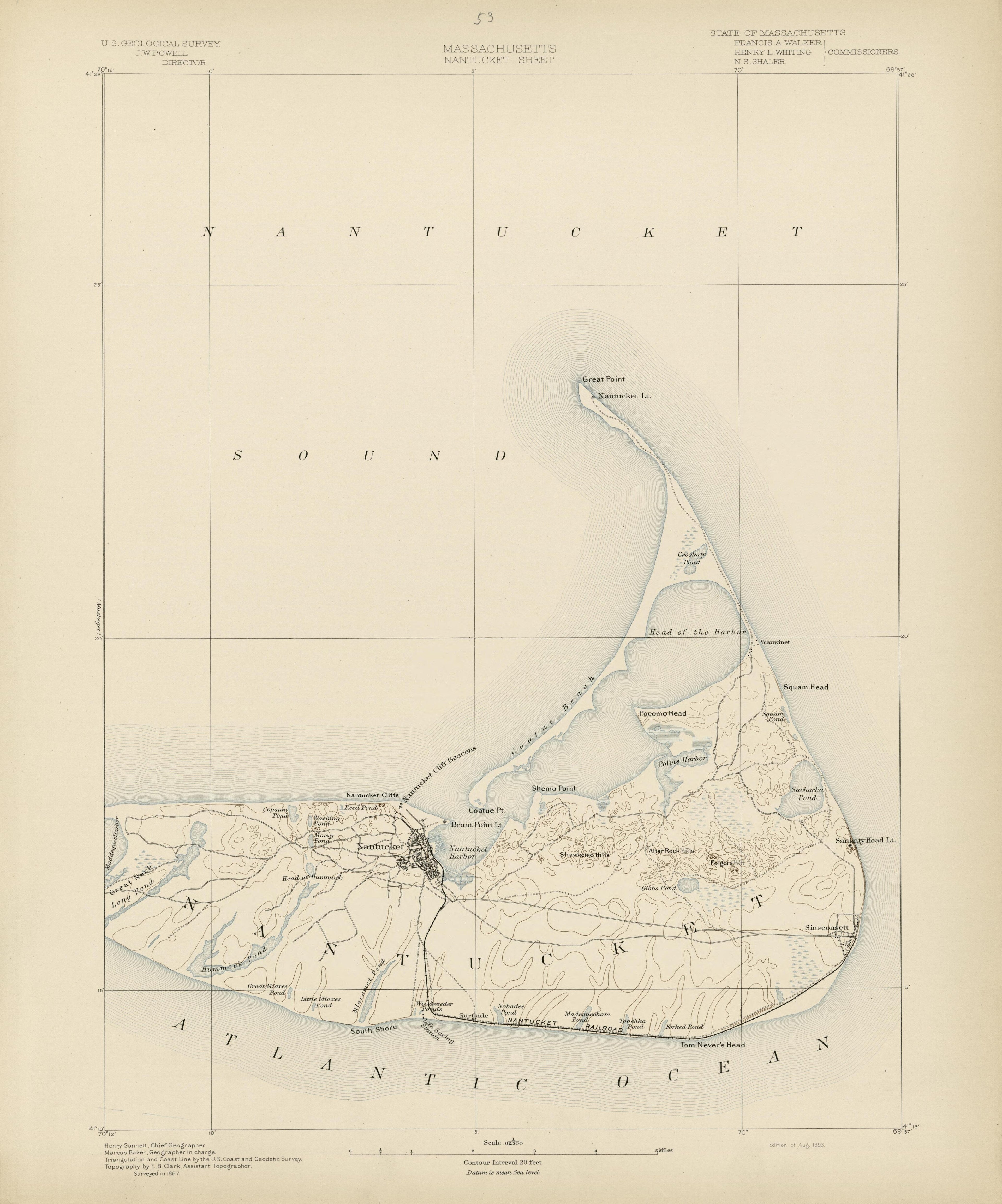 Massachusetts - Nantucket Sheet from Atlas of Massachusetts 1890 by Relic Map Company