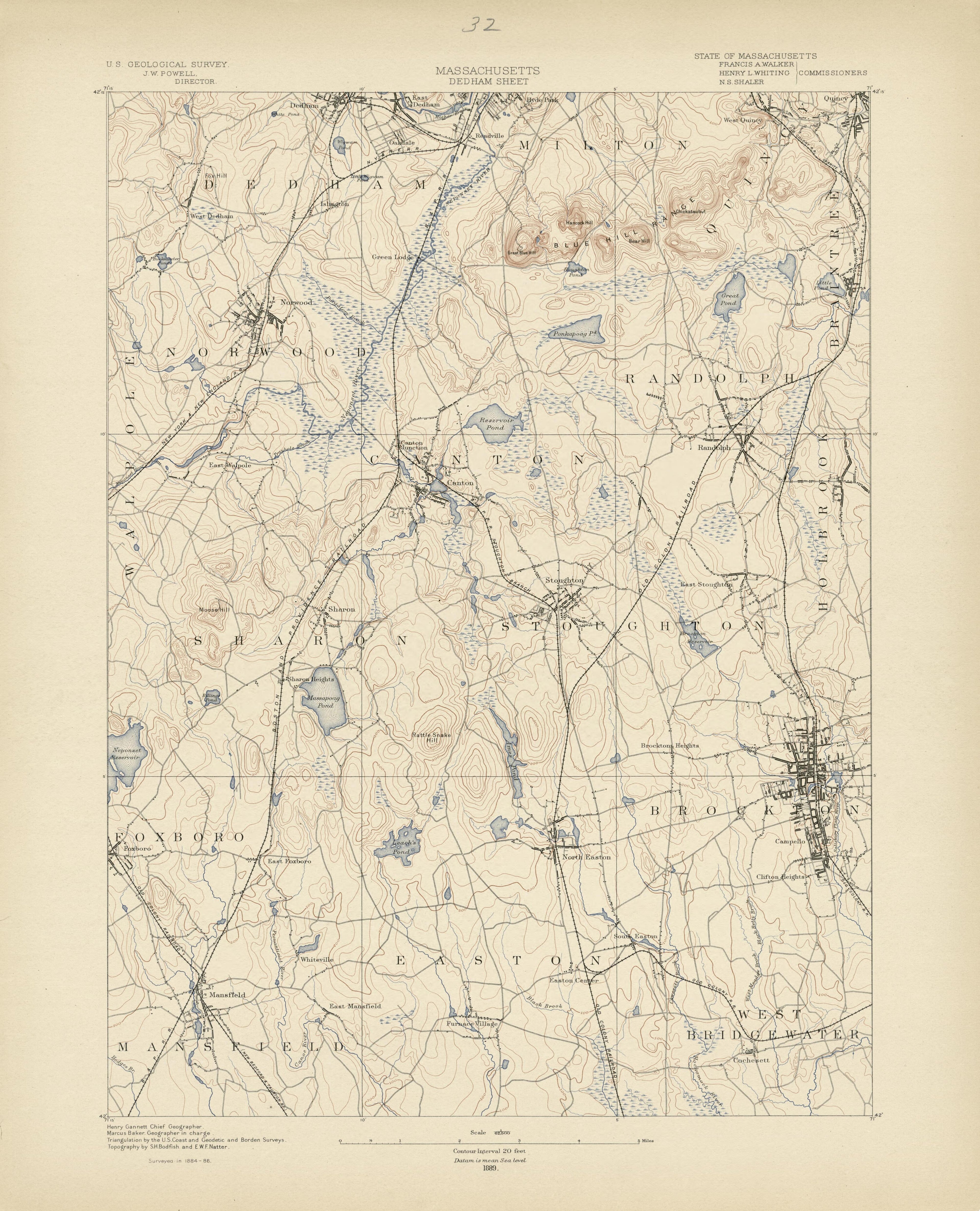 Massachusetts, Dedham Sheet from Atlas of Massachusetts 1890 by Relic Map Company
