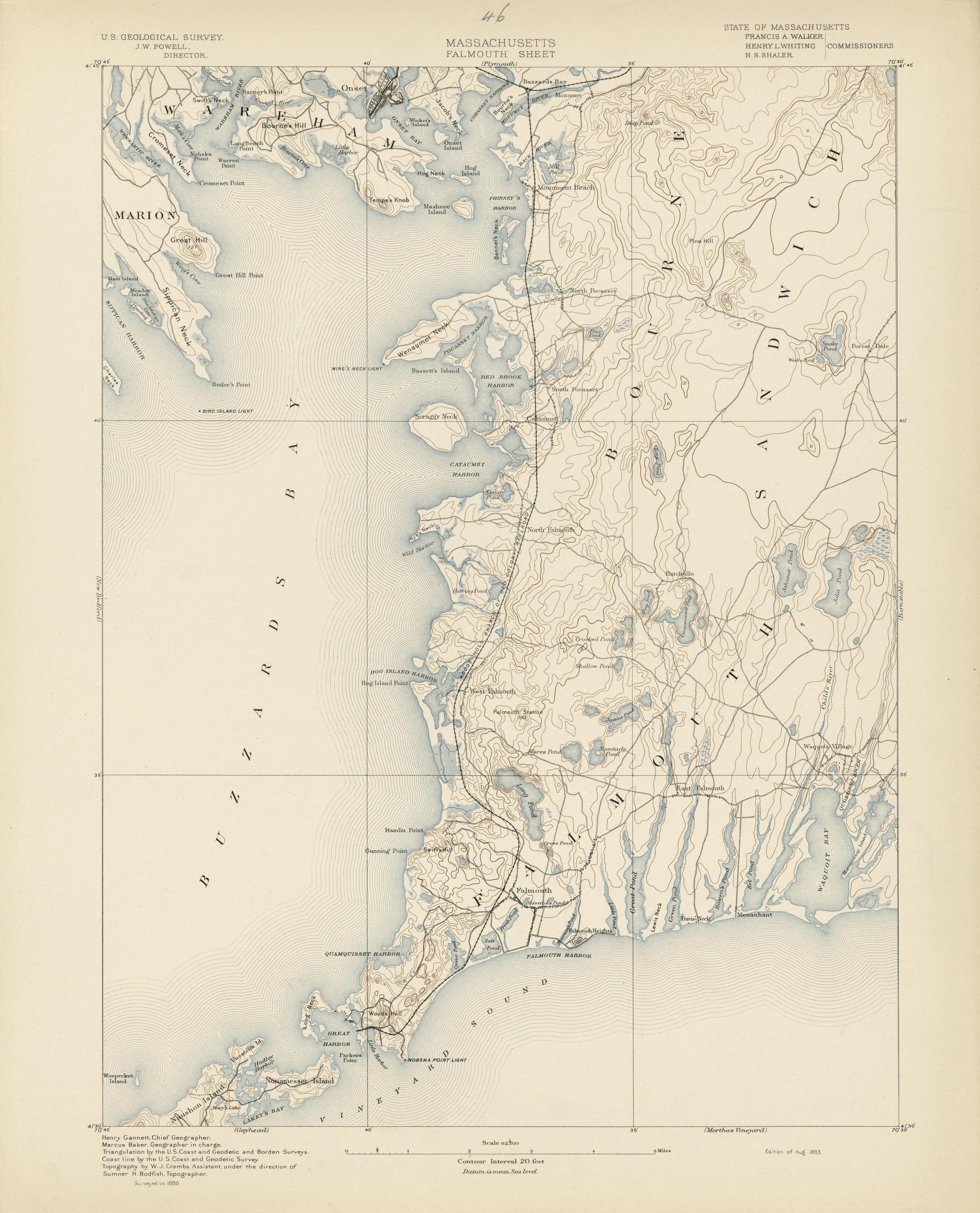 Massachusetts - Falmouth Sheet from Atlas of Massachusetts 1890 by Relic Map Company