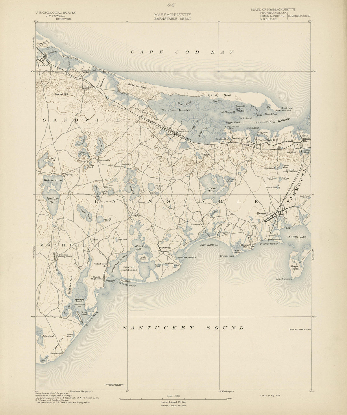 Massachusetts - Barnstable Sheet from Atlas of Massachusetts 1890 by Relic Map Company