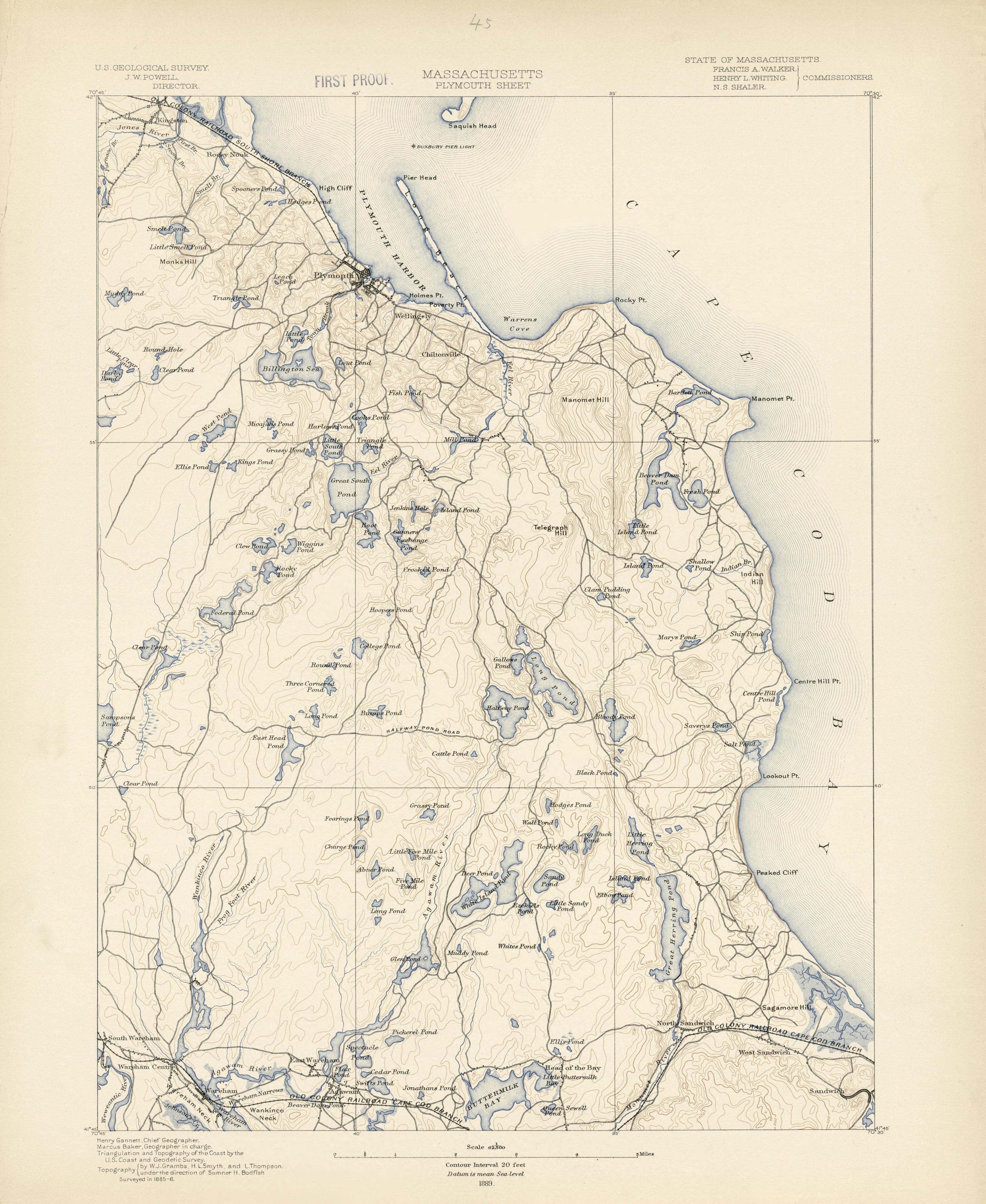 Massachusetts - Plymouth Sheet from Atlas of Massachusetts 1890 by Relic Map Company