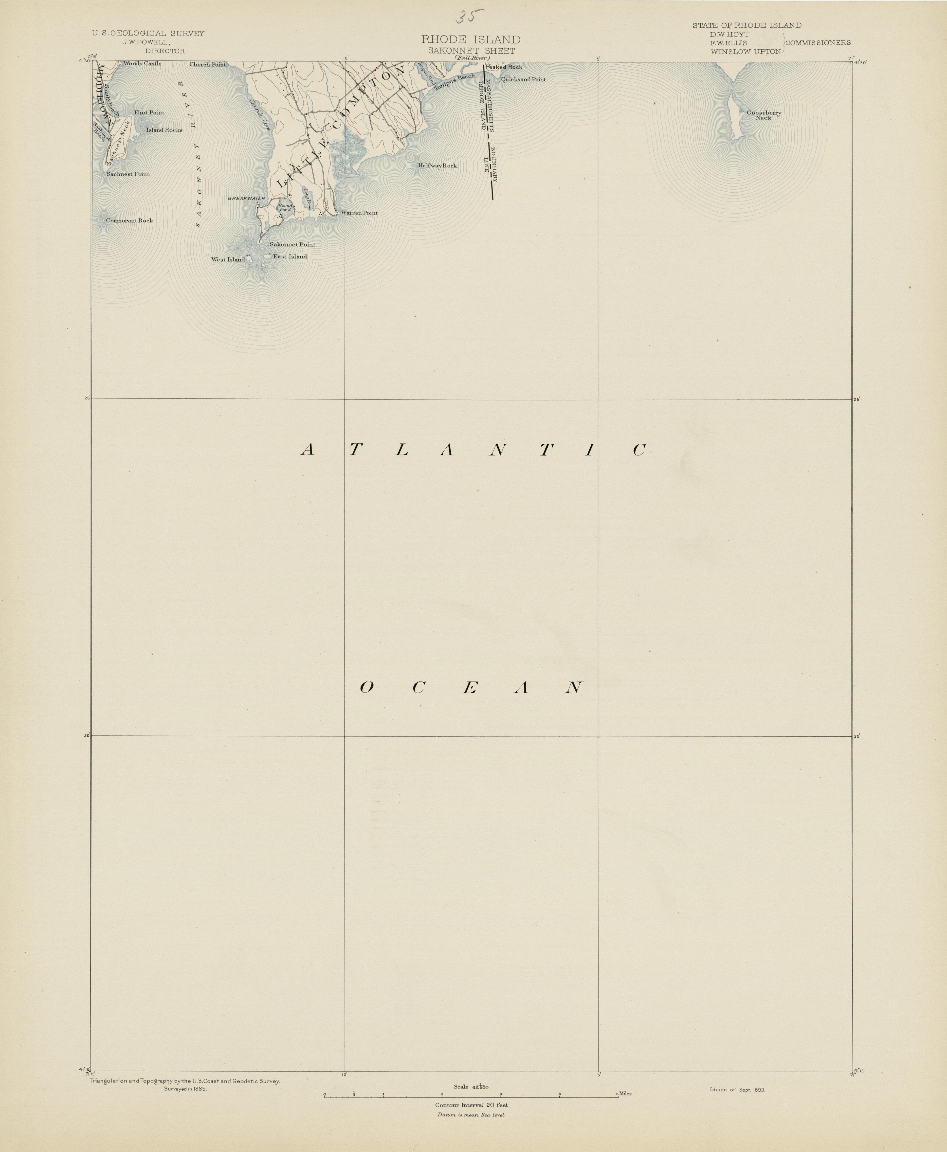 Rhode Island, Sakonnet Sheet from Atlas of Massachusetts 1890 by Relic Map Company