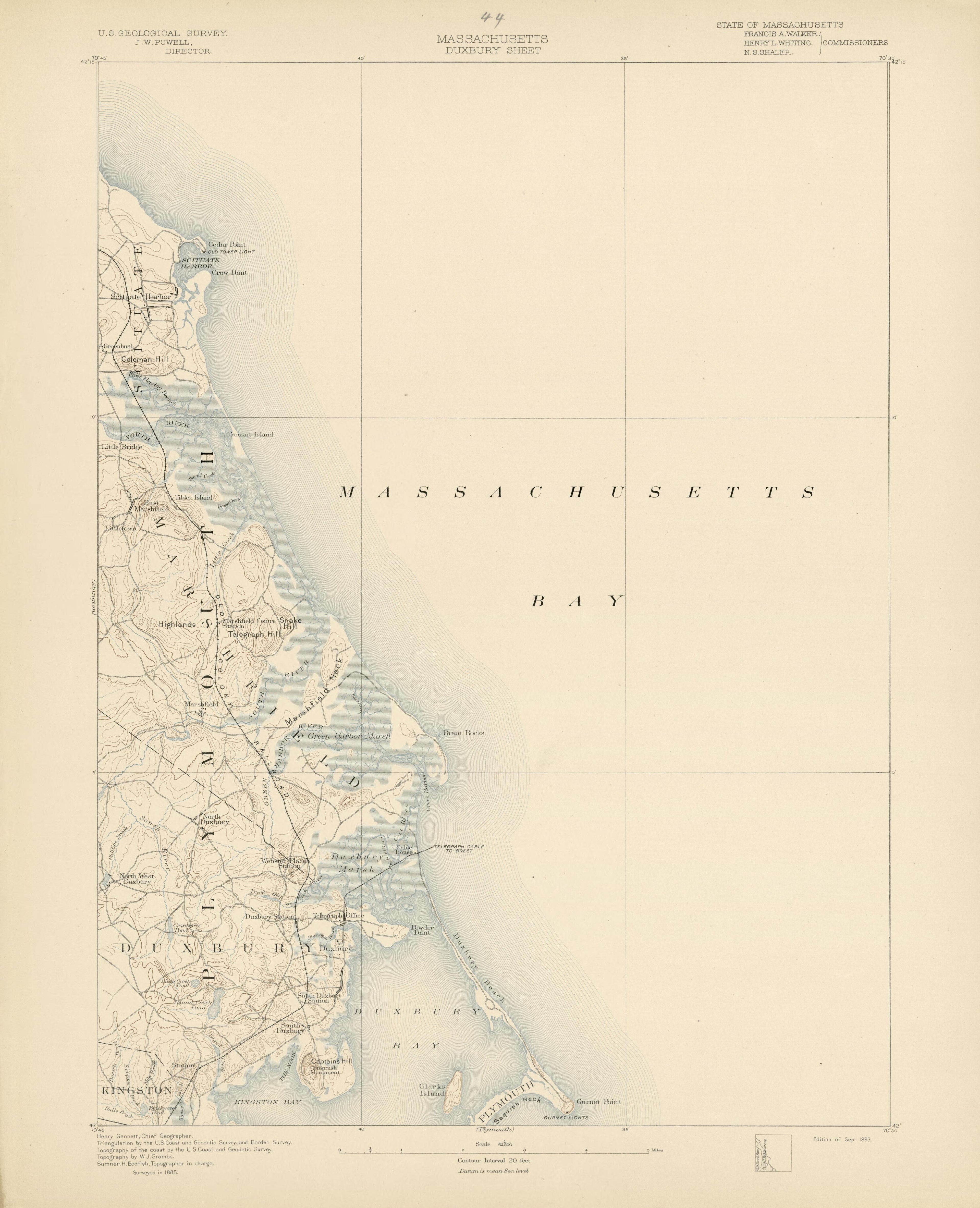 Massachusetts - Duxbury Sheet from Atlas of Massachusetts 1890 by Relic Map Company