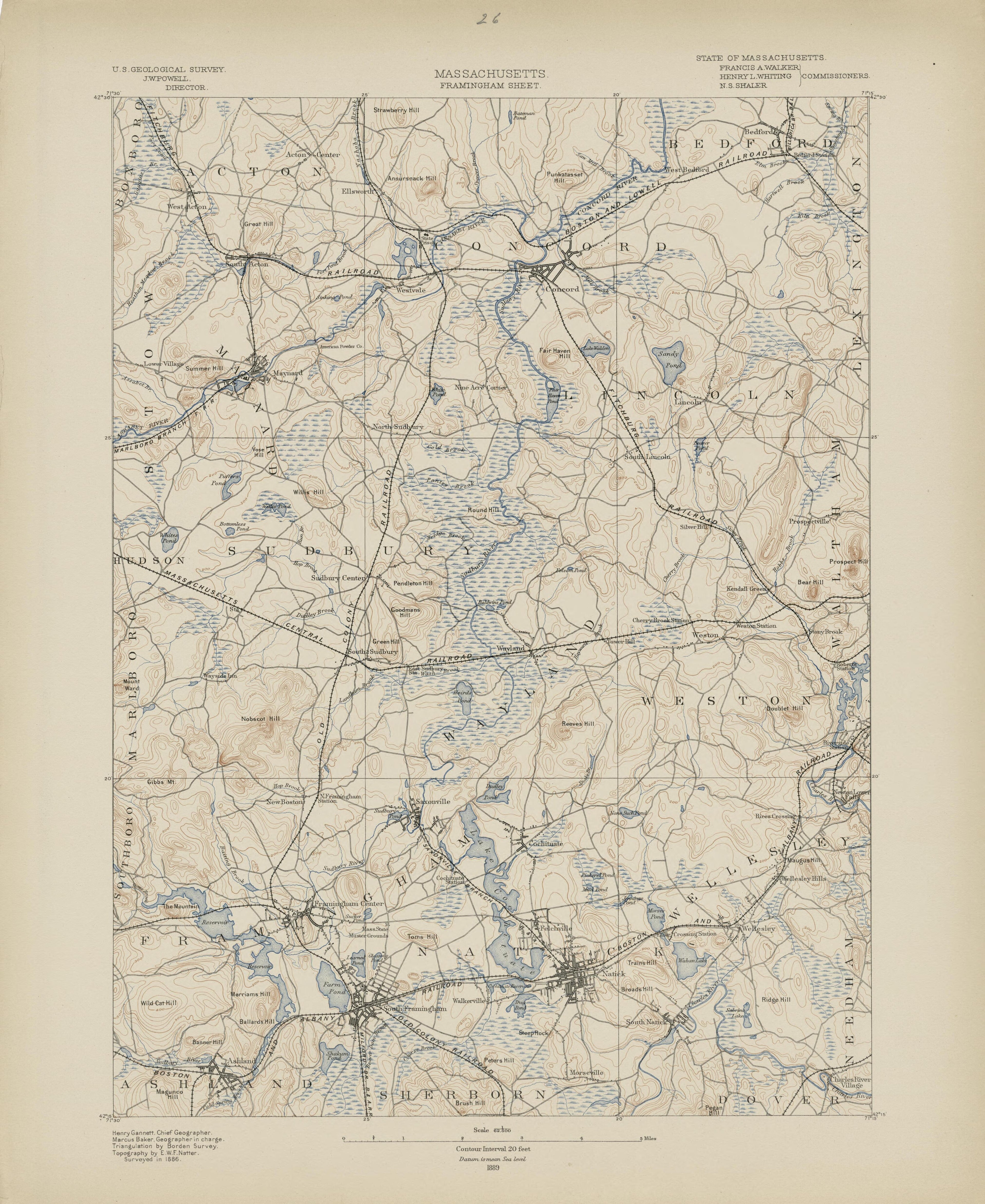Massachusetts, Framingham Sheet from Atlas of Massachusetts 1890 by Relic Map Company