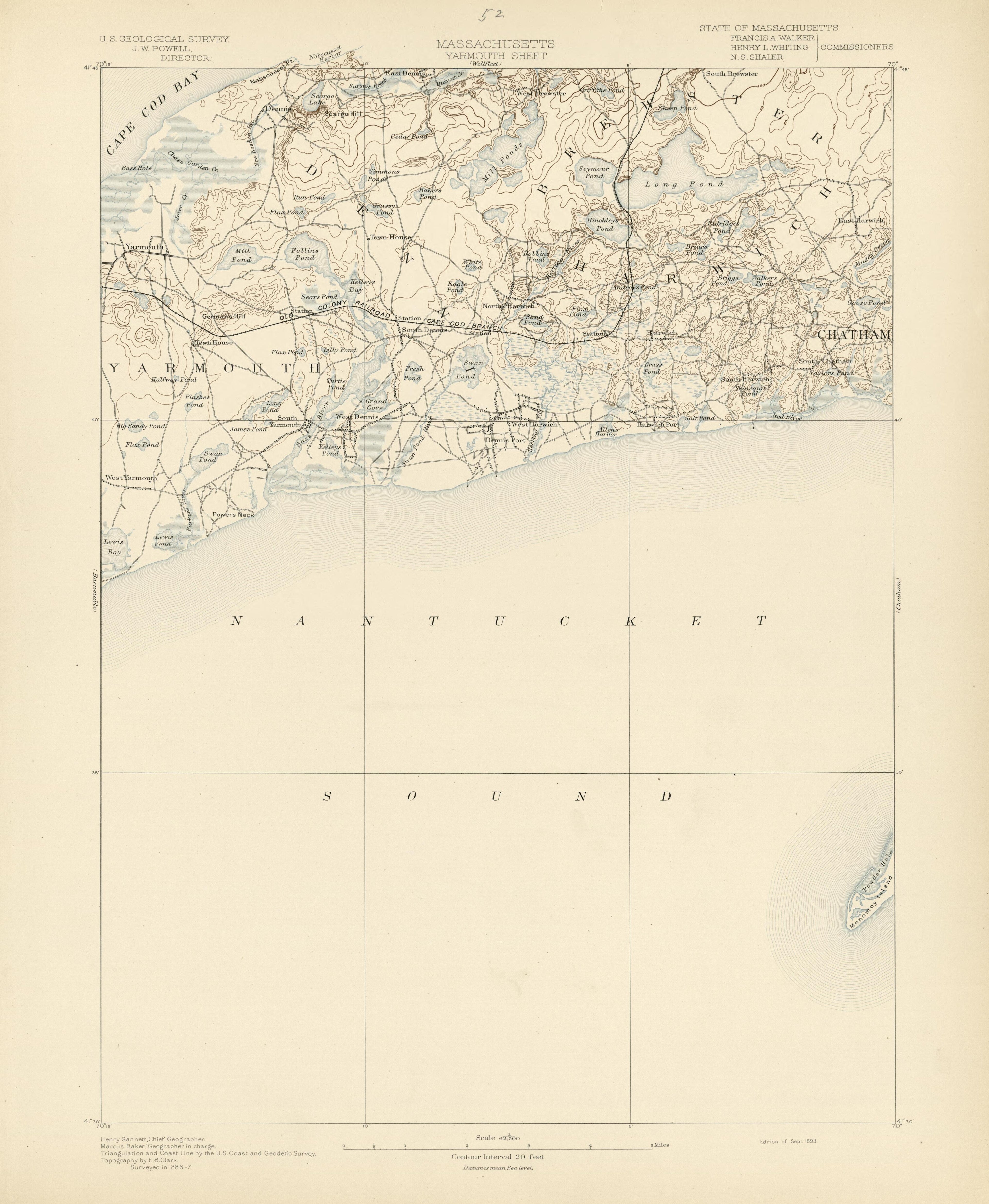 Massachusetts - Yarmouth Sheet from Atlas of Massachusetts 1890 by Relic Map Company