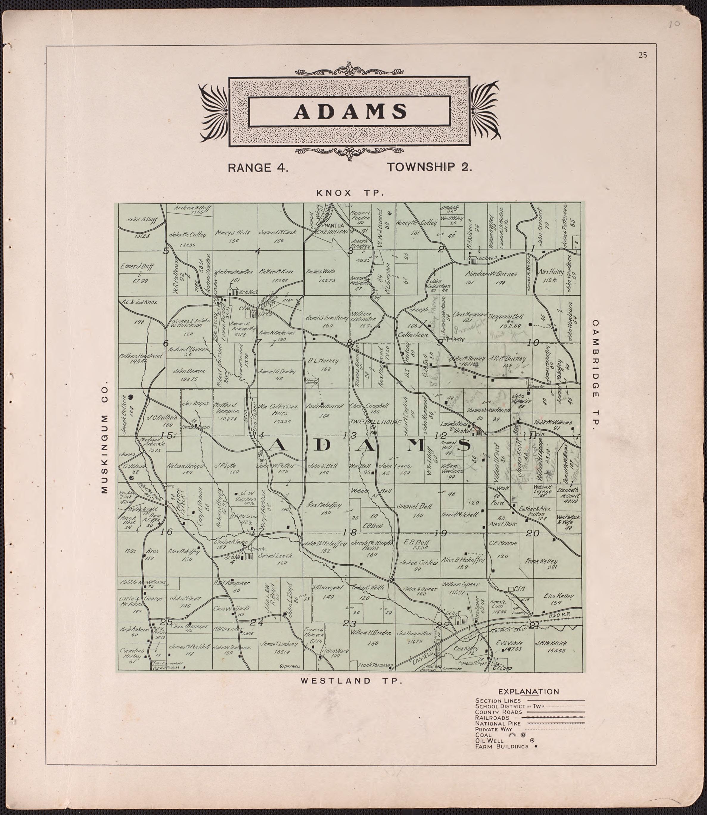 Adams from Illustrated Atlas of Guernsey County, Ohio 1902 by Relic Map Company
