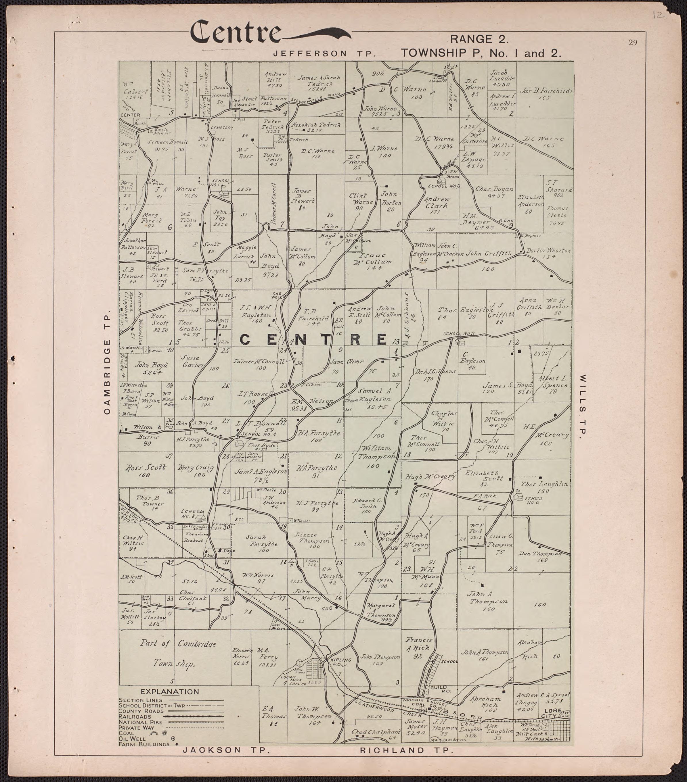 Centre from Illustrated Atlas of Guernsey County, Ohio 1902 by Relic Map Company