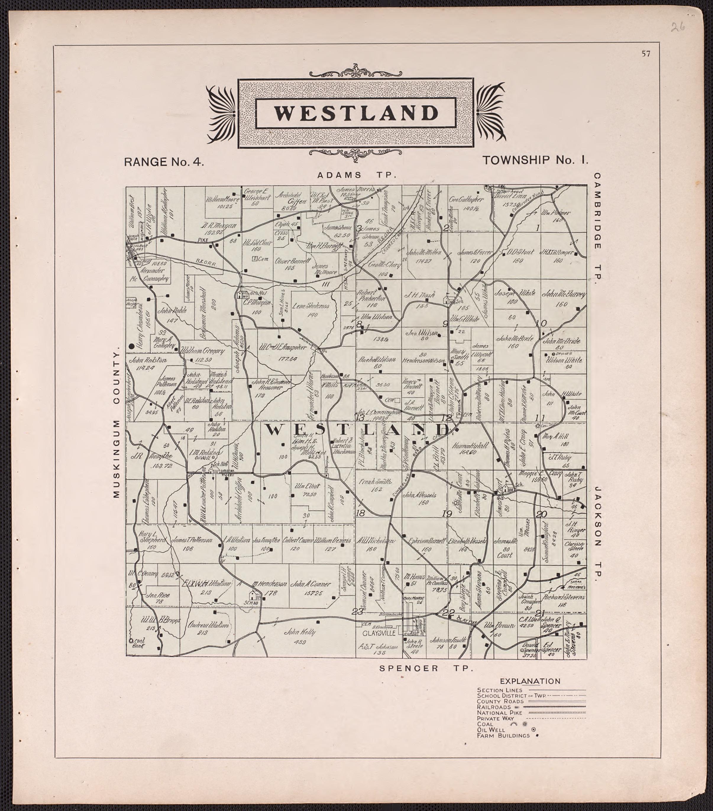 Westland from Illustrated Atlas of Guernsey County, Ohio 1902 by Relic Map Company