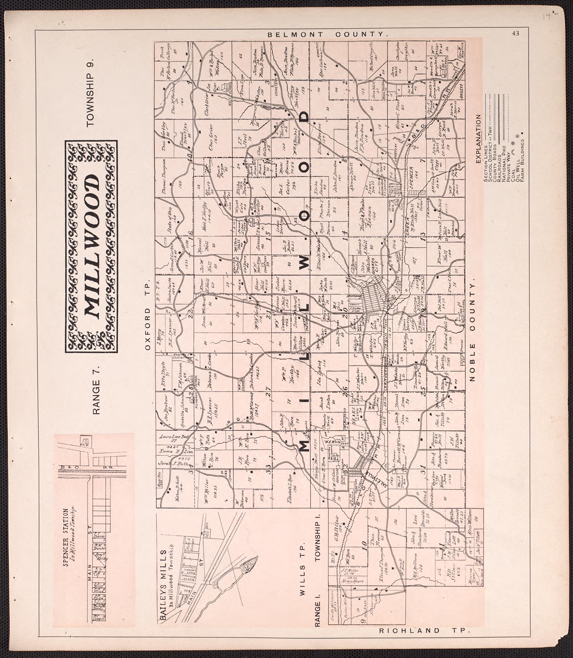 Millwood from Illustrated Atlas of Guernsey County, Ohio 1902 by Relic Map Company