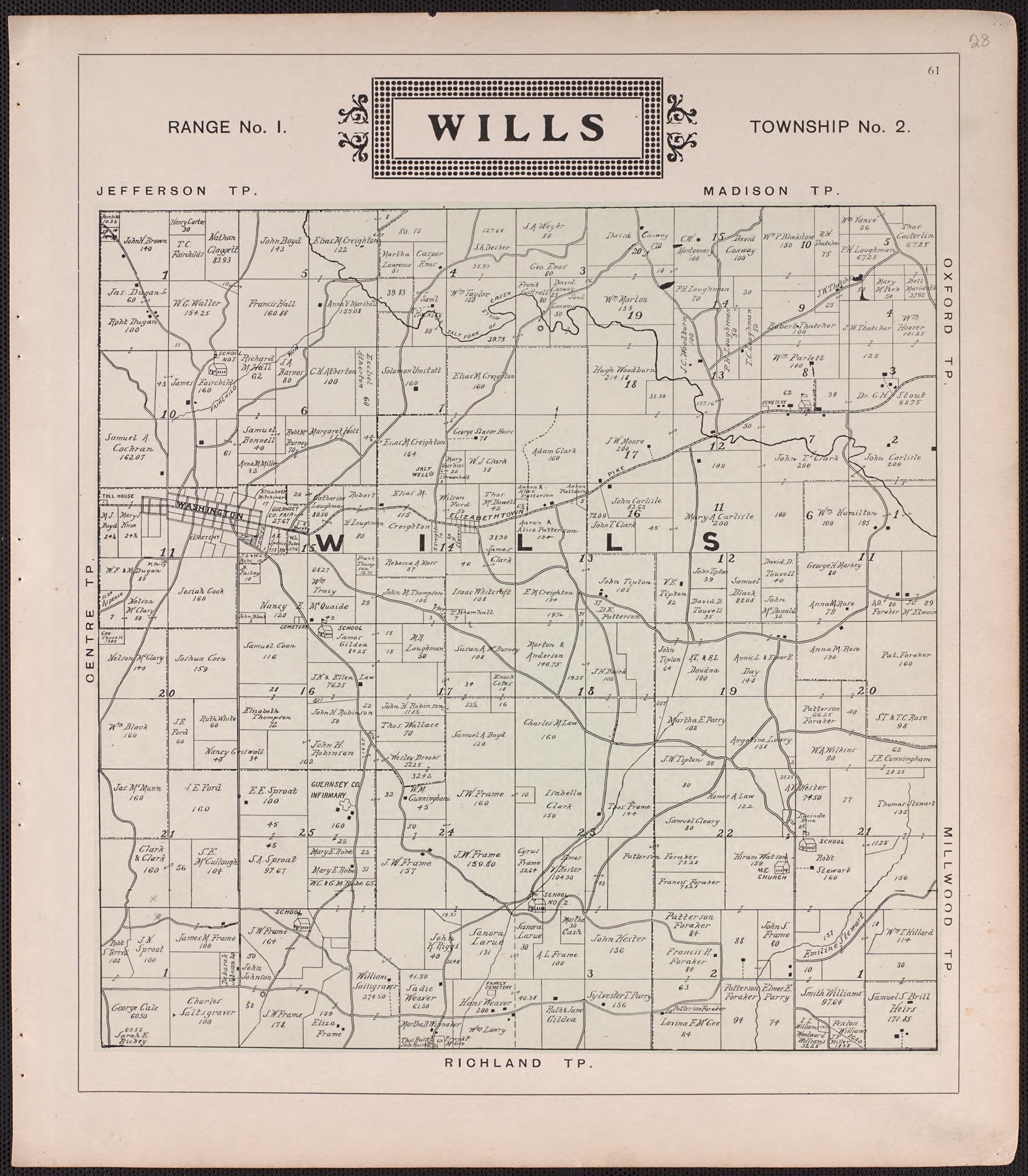 Wills from Illustrated Atlas of Guernsey County, Ohio 1902 by Relic Map Company