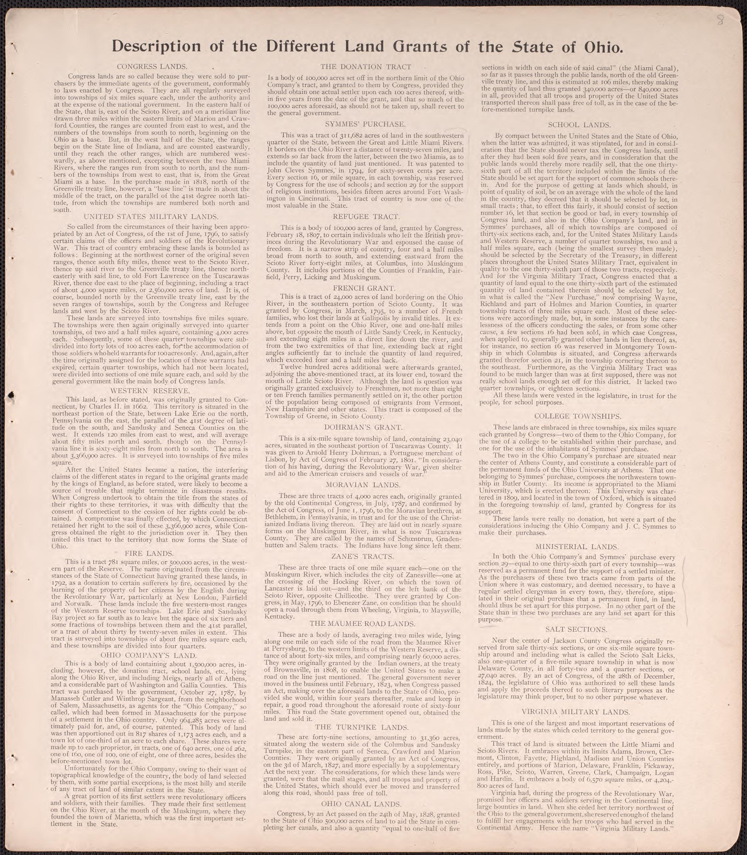 Description of Different Land Grants of the State of Ohio from Illustrated Atlas of Guernsey County, Ohio 1902 by Relic Map Company
