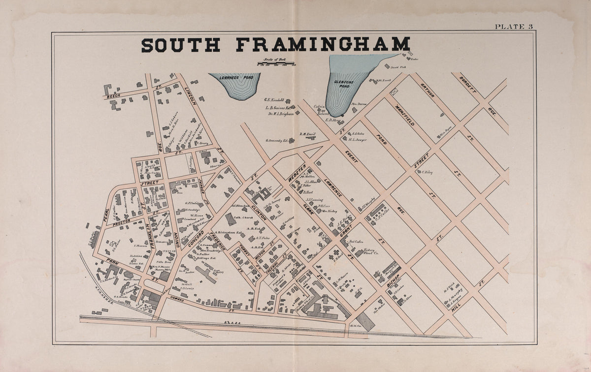 South Framingham from Atlas of the Town of Framingham, Mass 1895 by Relic Map Company