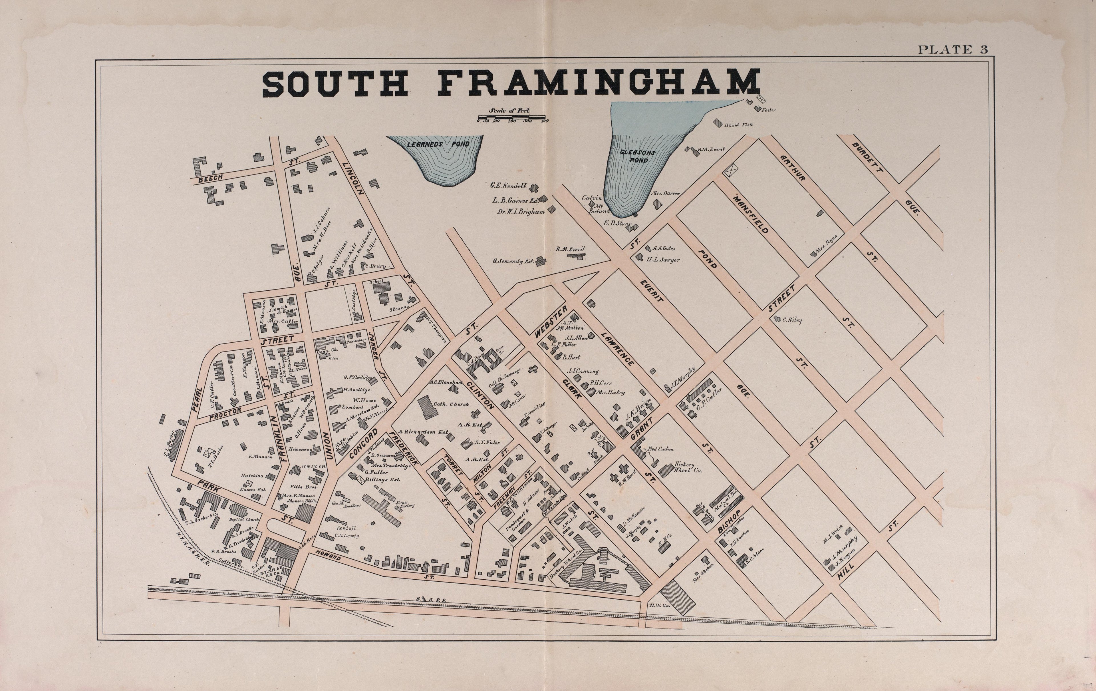 South Framingham from Atlas of the Town of Framingham, Mass 1895 by Relic Map Company