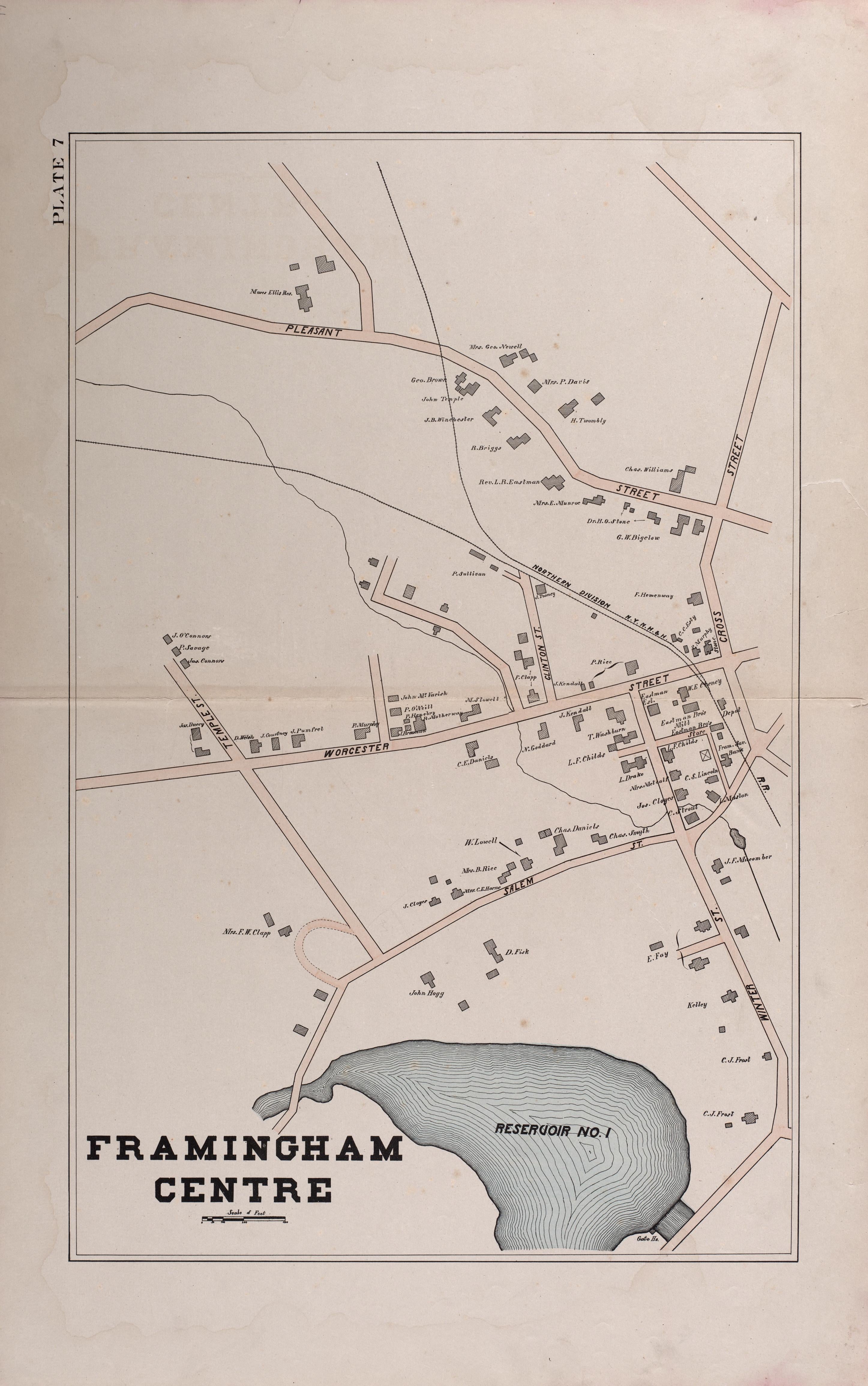Framingham Centre from Atlas of the Town of Framingham, Mass 1895 by Relic Map Company