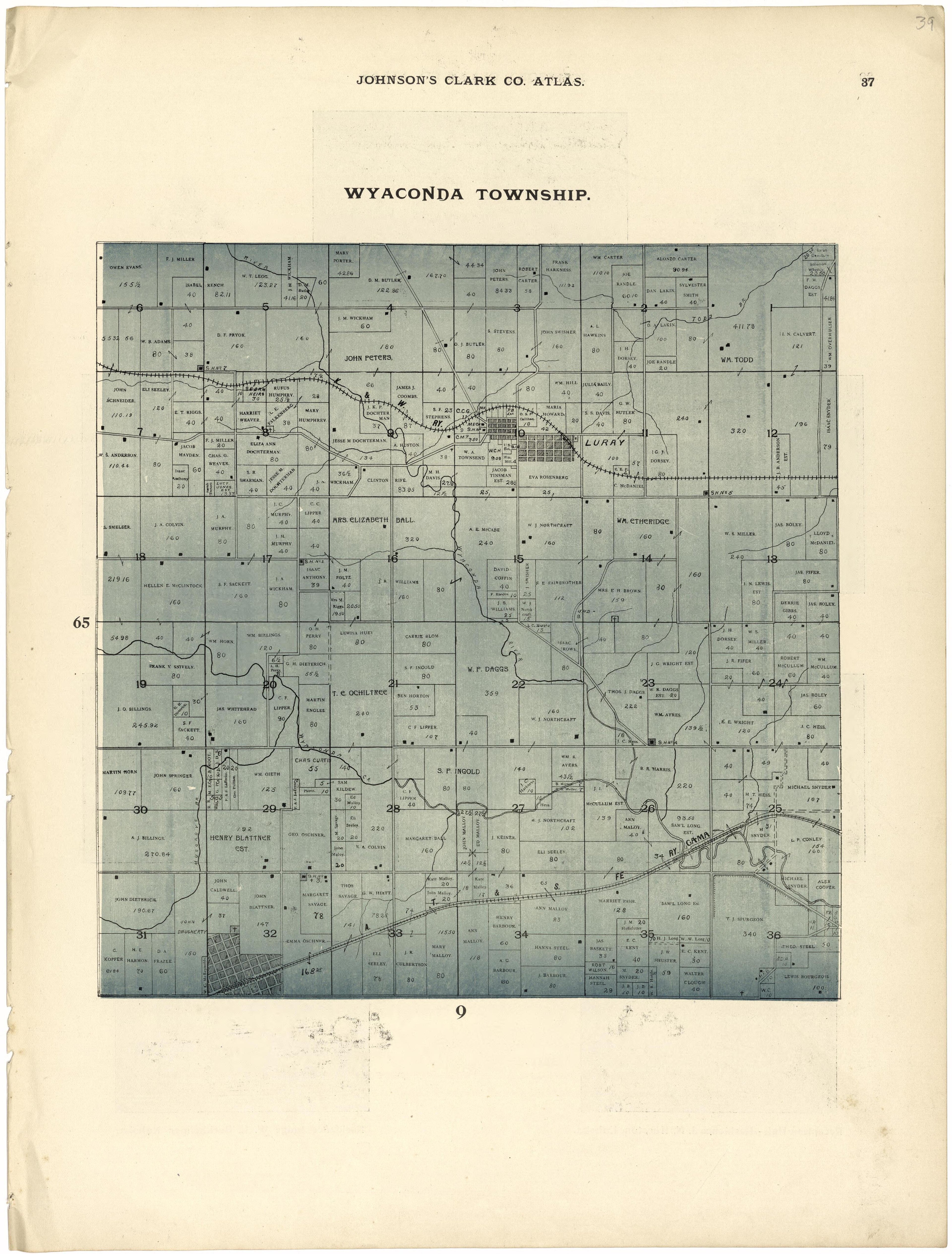 This old map of Clark County, Missouri, was created by Johnson, G. C.|Western Atlas Co in 1896