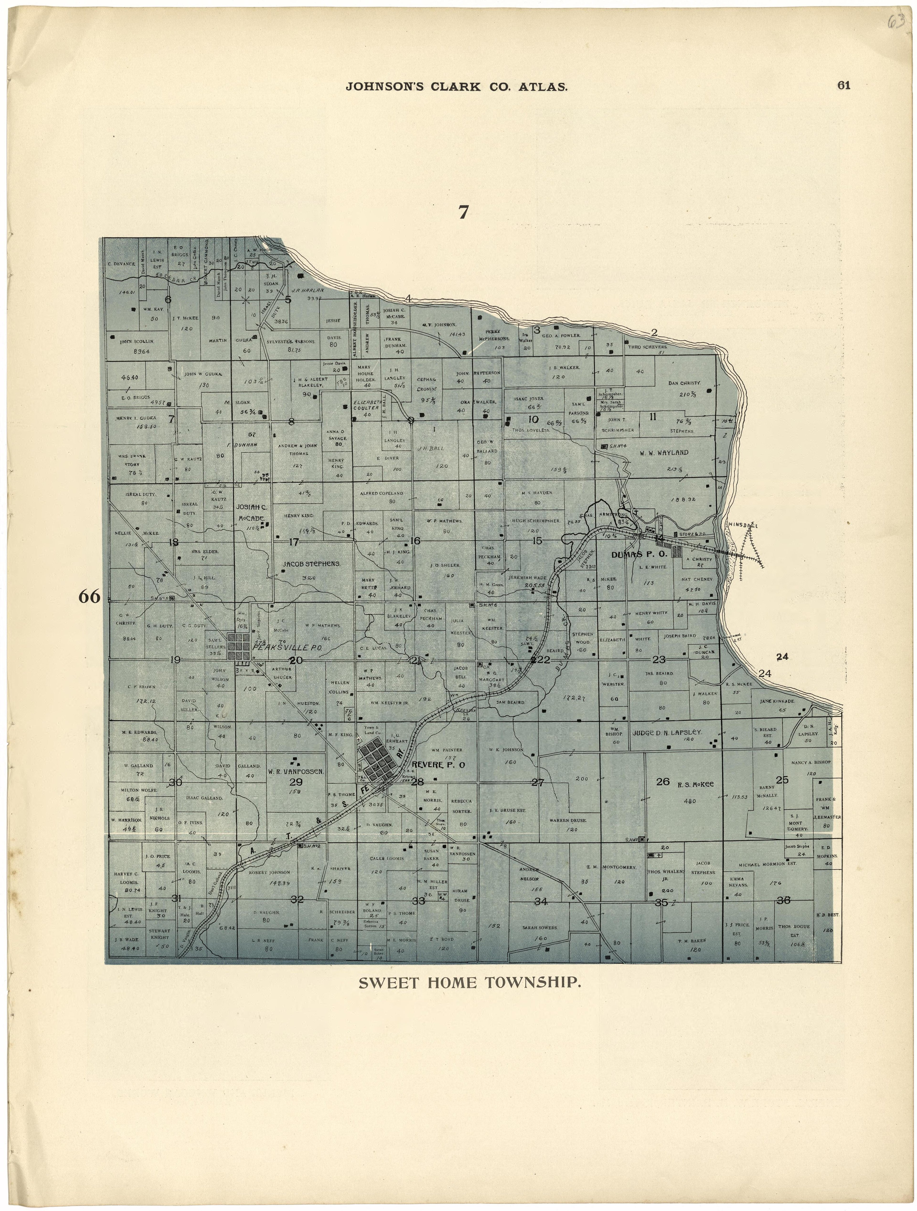This old map of Clark County, Missouri, was created by Johnson, G. C.|Western Atlas Co in 1896