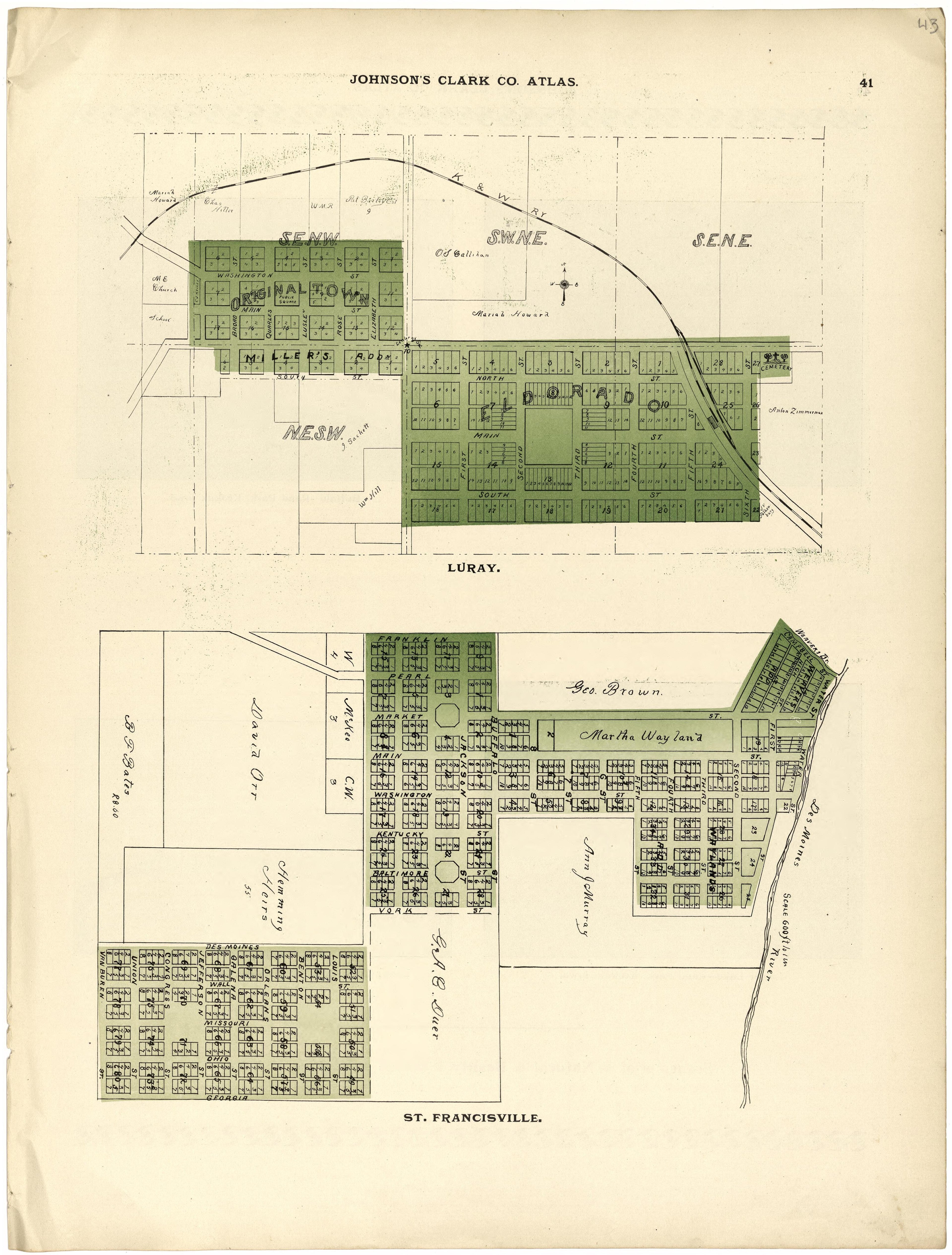 This old map of Clark County, Missouri, was created by Johnson, G. C.|Western Atlas Co in 1896