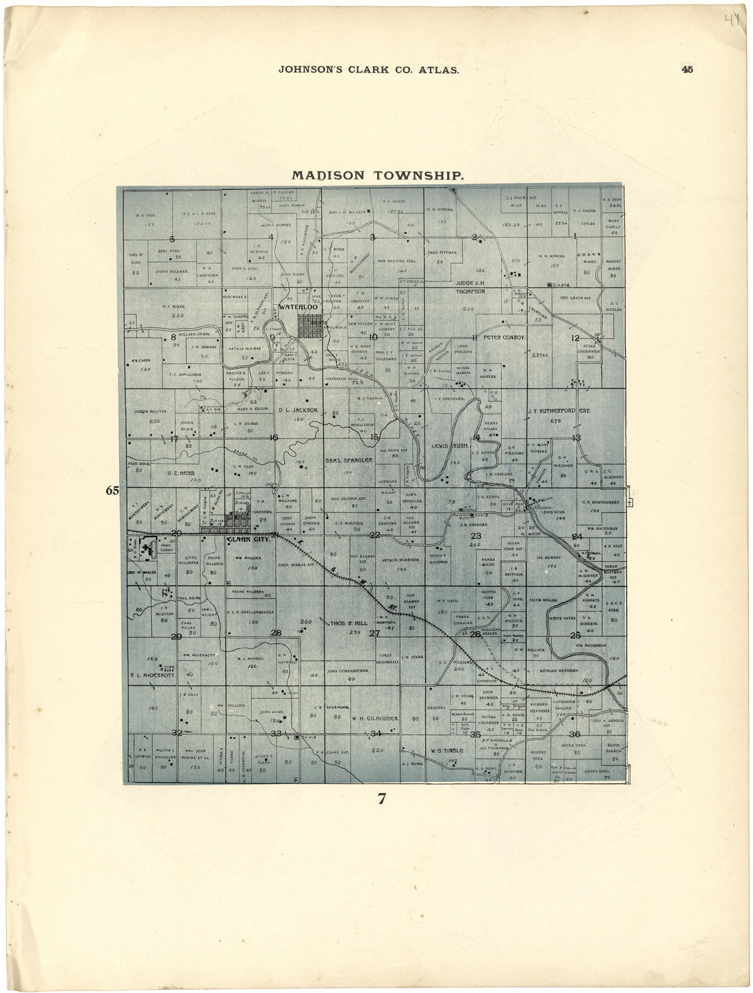 This old map of Clark County, Missouri, was created by Johnson, G. C.|Western Atlas Co in 1896