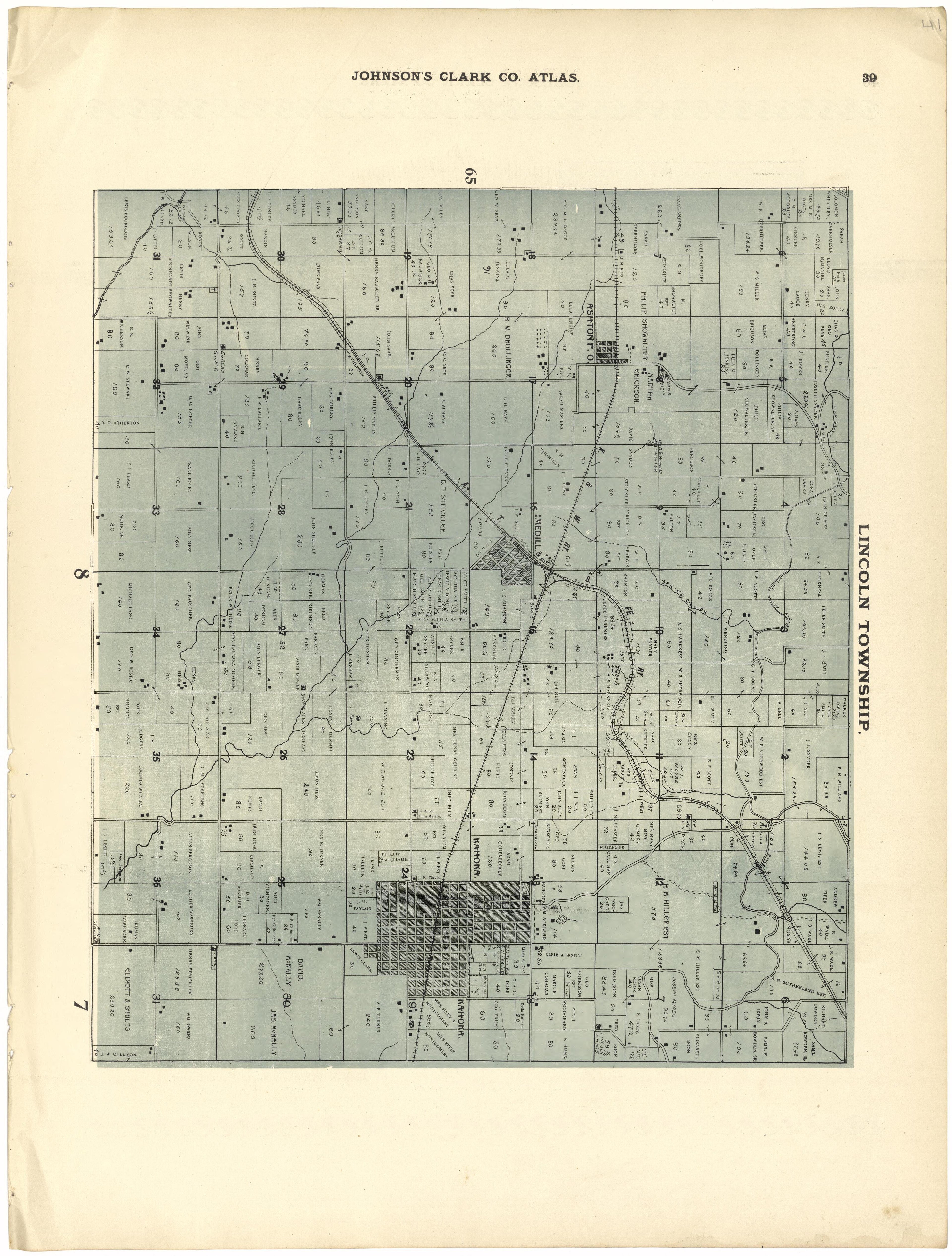 This old map of Clark County, Missouri, was created by Johnson, G. C.|Western Atlas Co in 1896