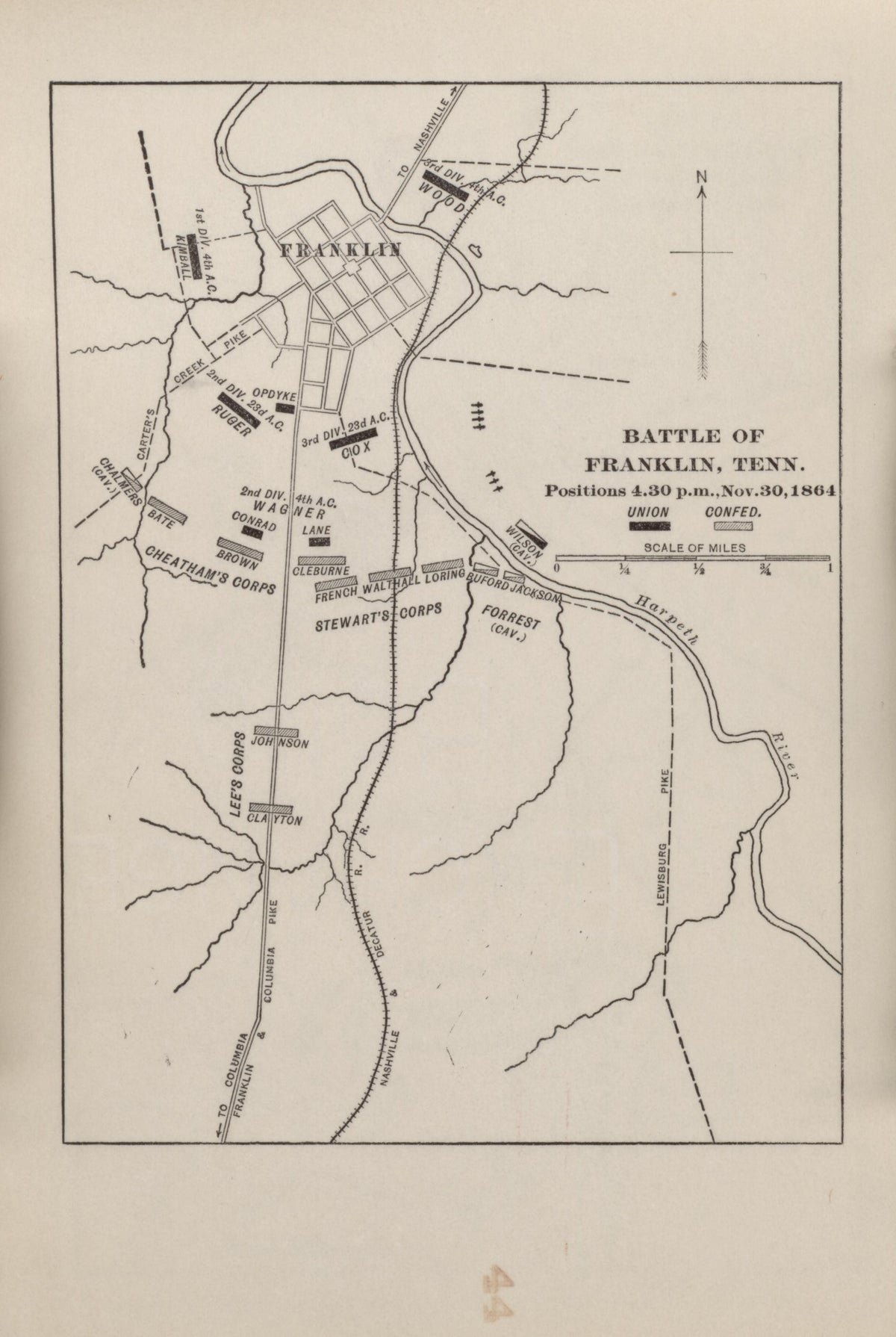 Battle of Franklin, Tenn., Nov. 30, 1864 from Campaigns of the American Civil War--atlas 1914 by Relic Map Company