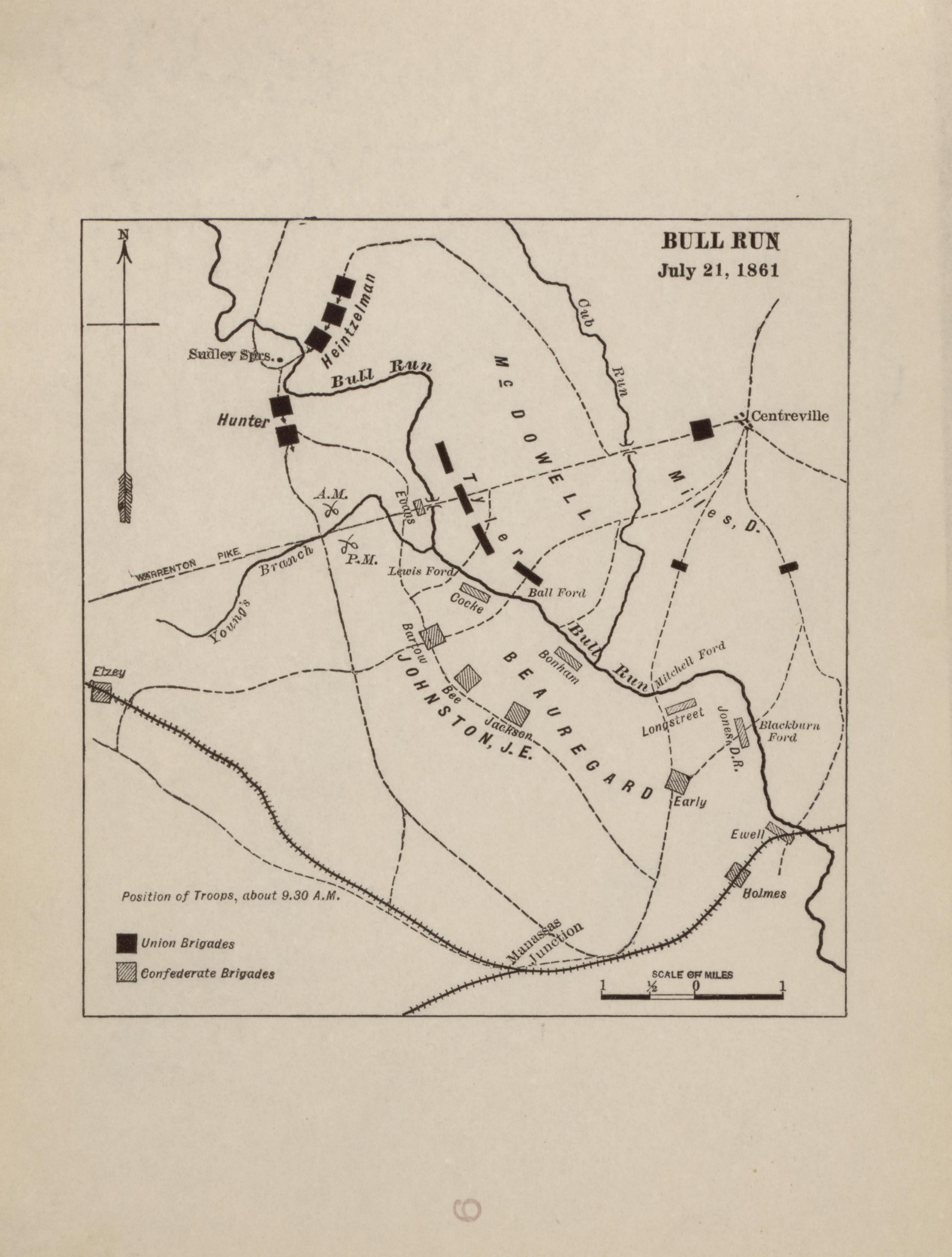 Bull Run - July 21, 1861 from Campaigns of the American Civil War--atlas 1914 by Relic Map Company