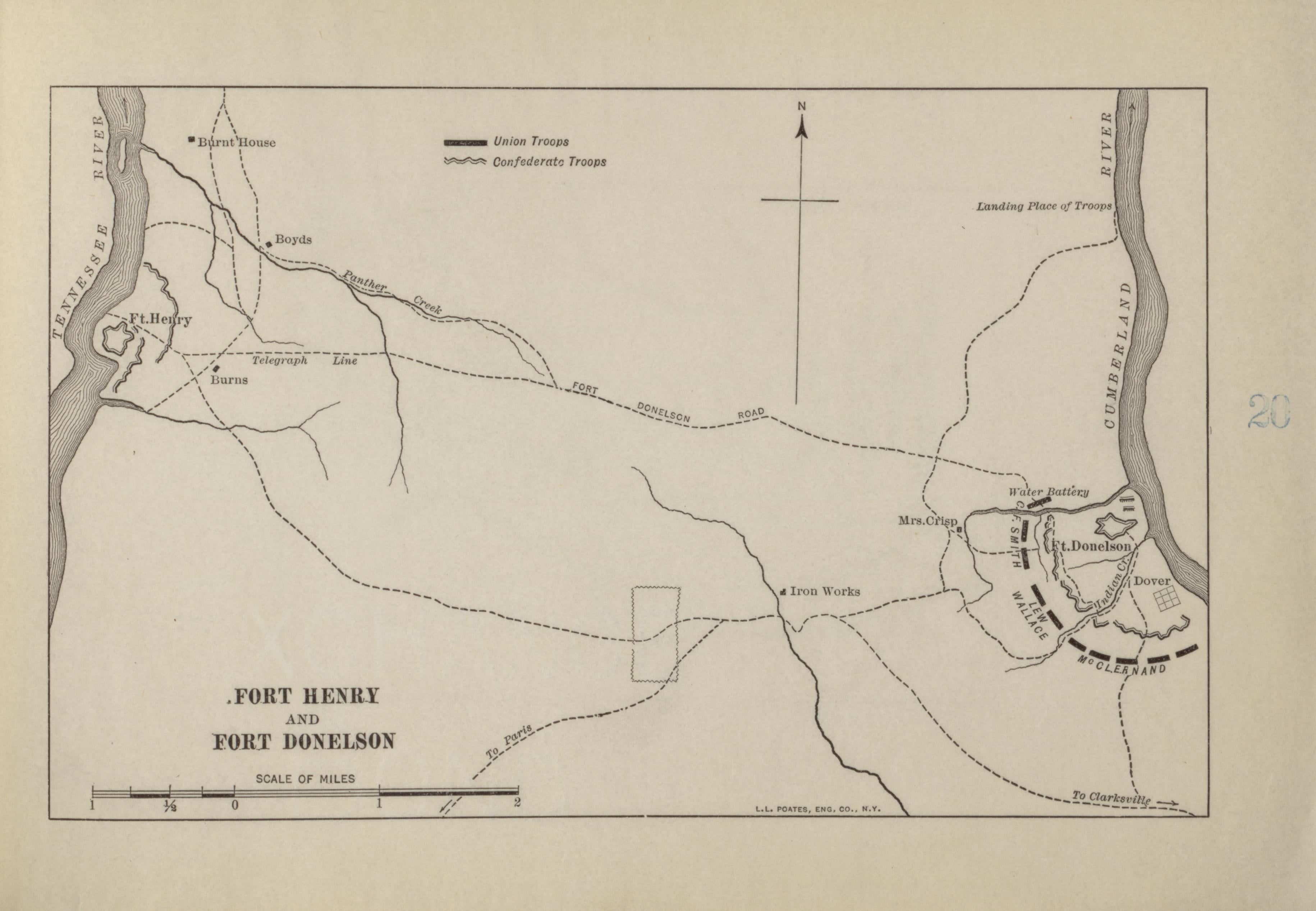 Fort Henry and Fort Donelson from Campaigns of the American Civil War--atlas 1914 by Relic Map Company