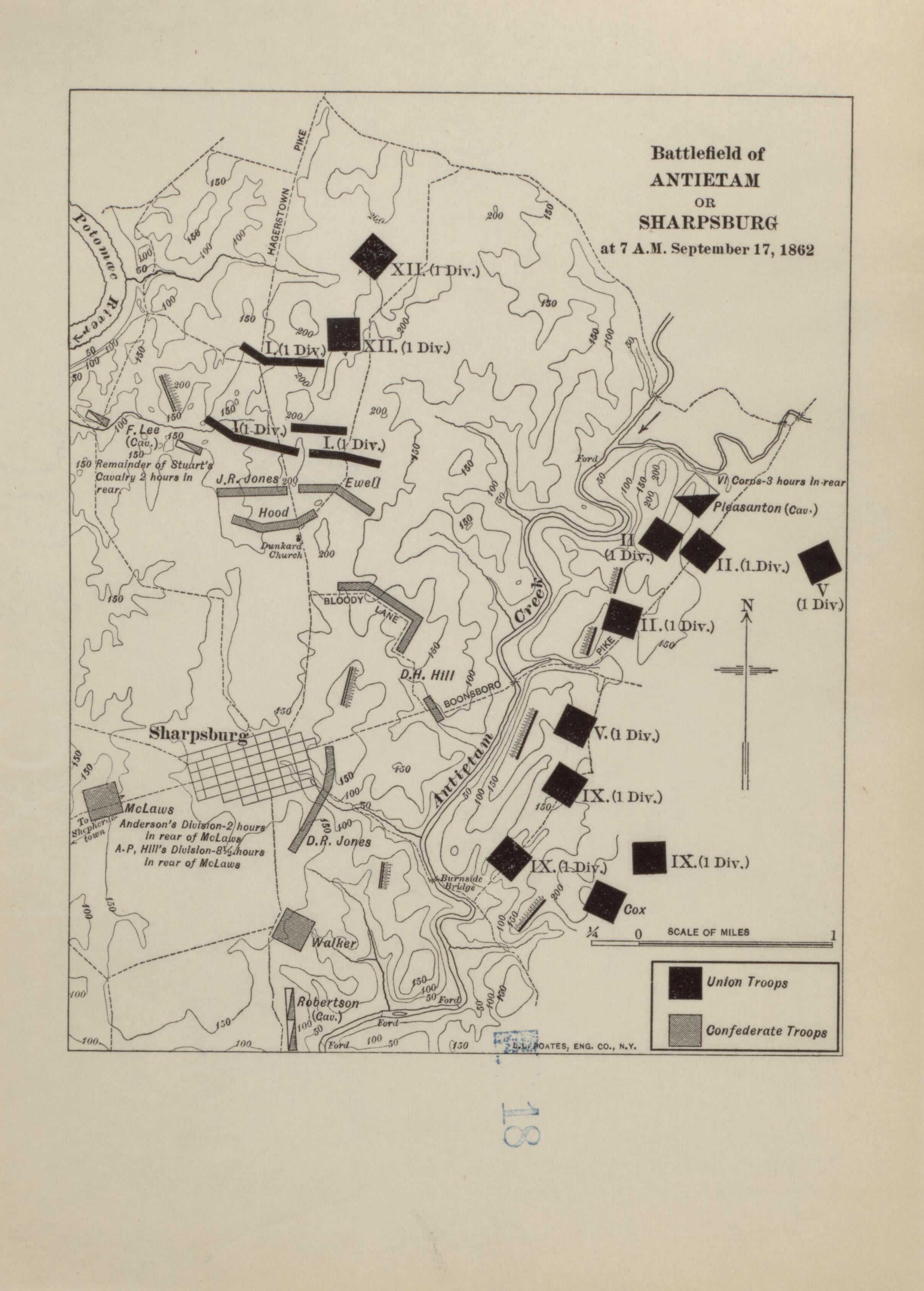 Battlefield of Antietam Or Sharpsburg, Sept. 17, 1862 from Campaigns of the American Civil War--atlas 1914 by Relic Map Company
