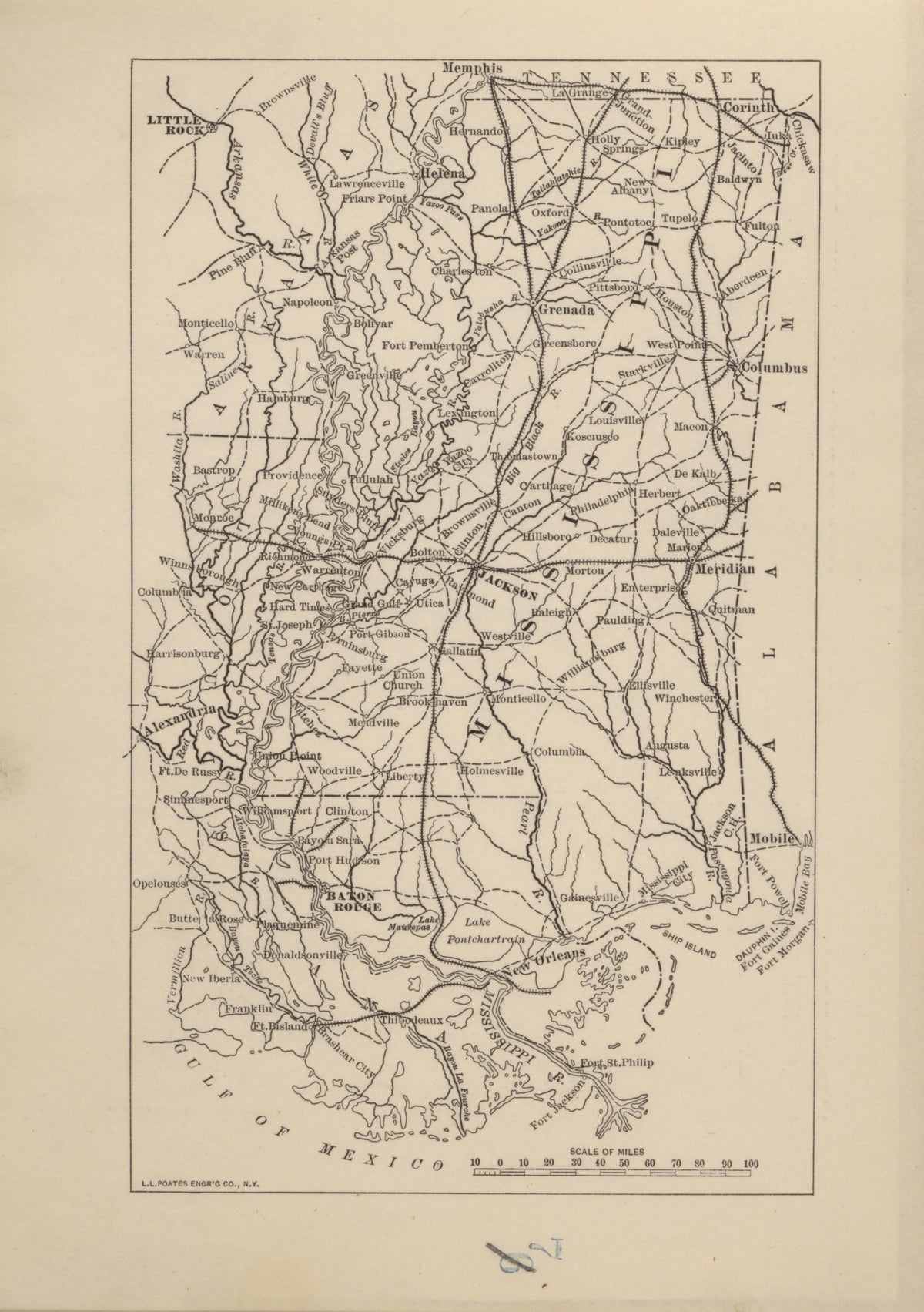 Mississippi from Campaigns of the American Civil War--atlas 1914 by Relic Map Company
