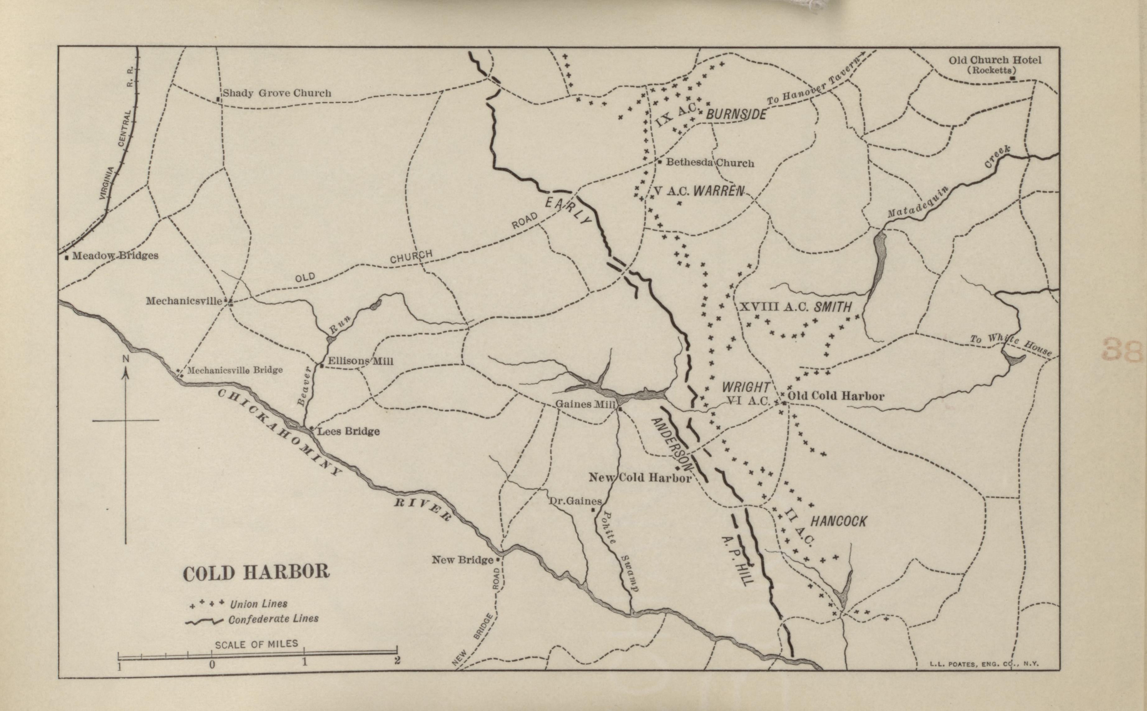 Cold Harbor from Campaigns of the American Civil War--atlas 1914 by Relic Map Company