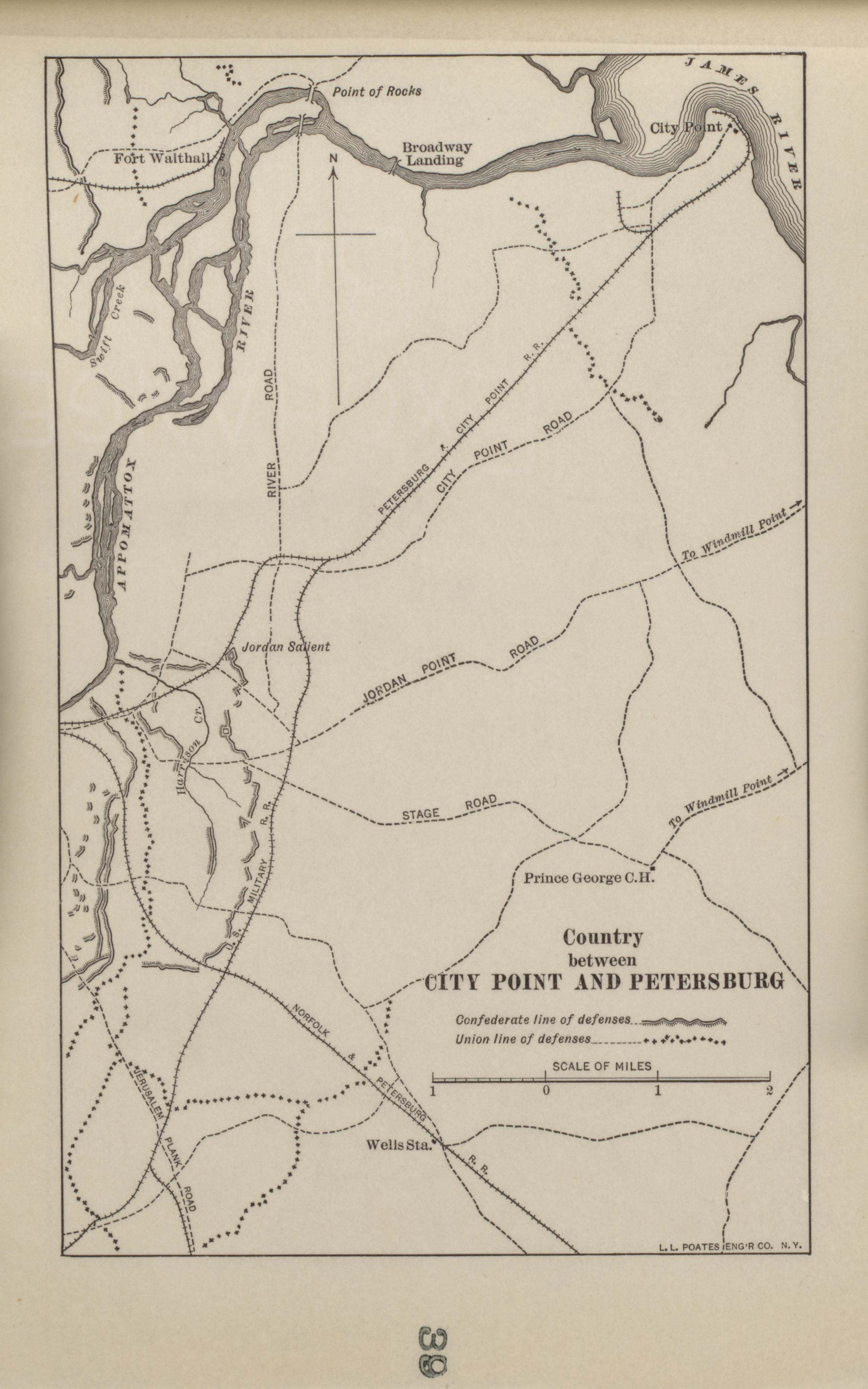 Country Between City Point and Petersburg from Campaigns of the American Civil War--atlas 1914 by Relic Map Company