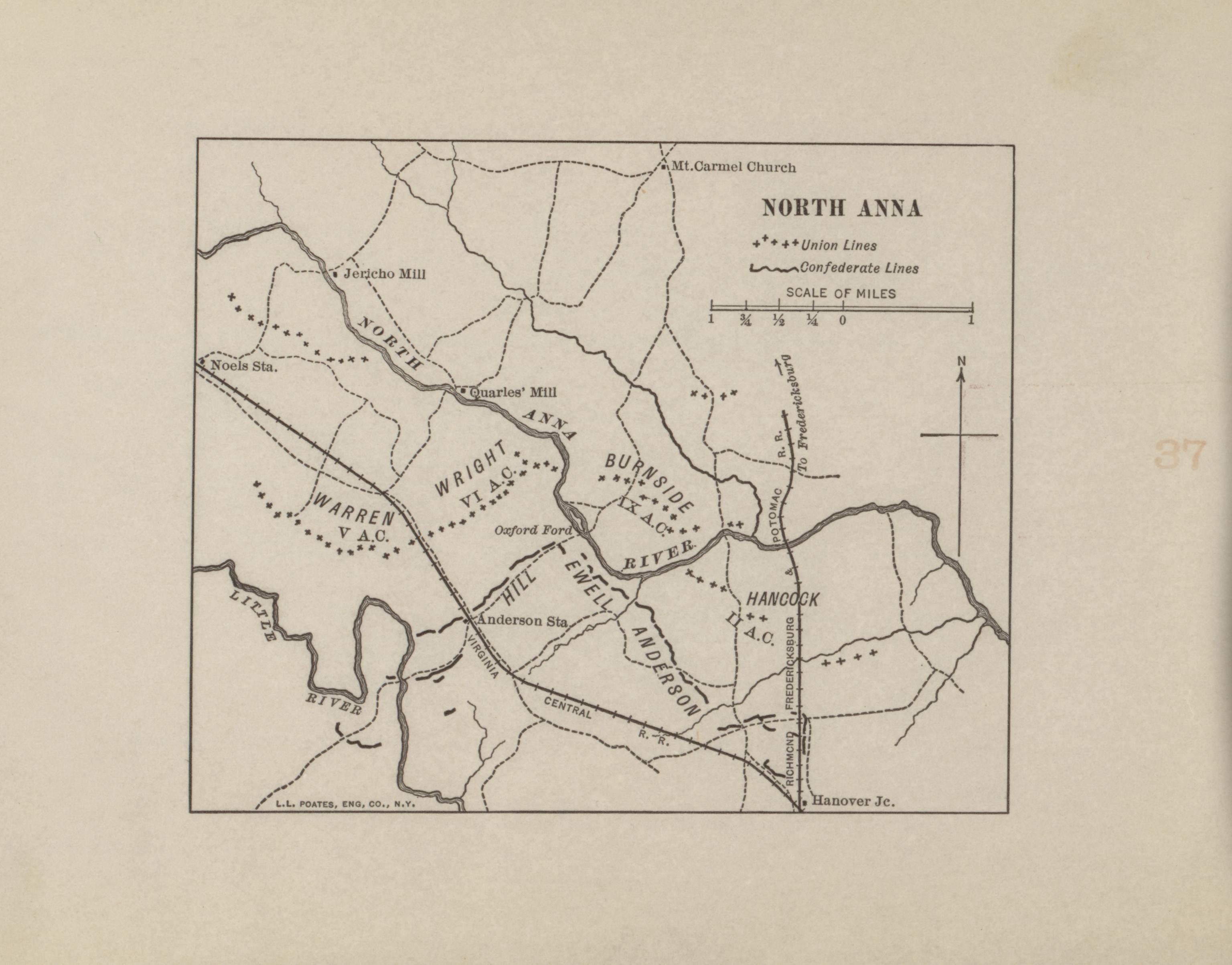 North Anna from Campaigns of the American Civil War--atlas 1914 by Relic Map Company