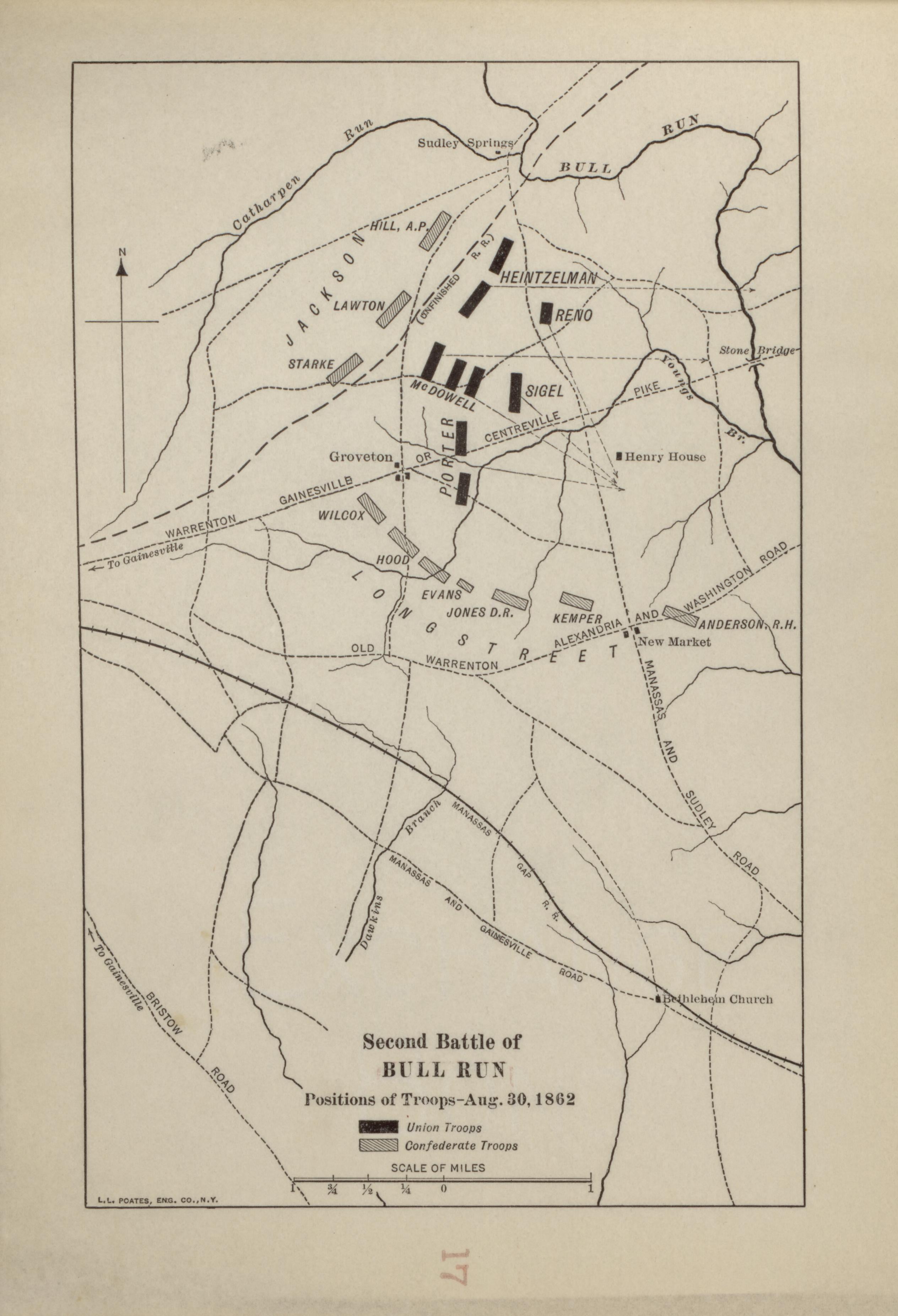 Second Battle of Bull Run, Aug. 30, 1862 from Campaigns of the American Civil War--atlas 1914 by Relic Map Company