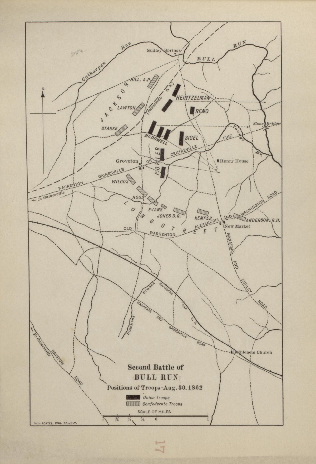 Second Battle of Bull Run, Aug. 30, 1862 from Campaigns of the American Civil War--atlas 1914 by Relic Map Company