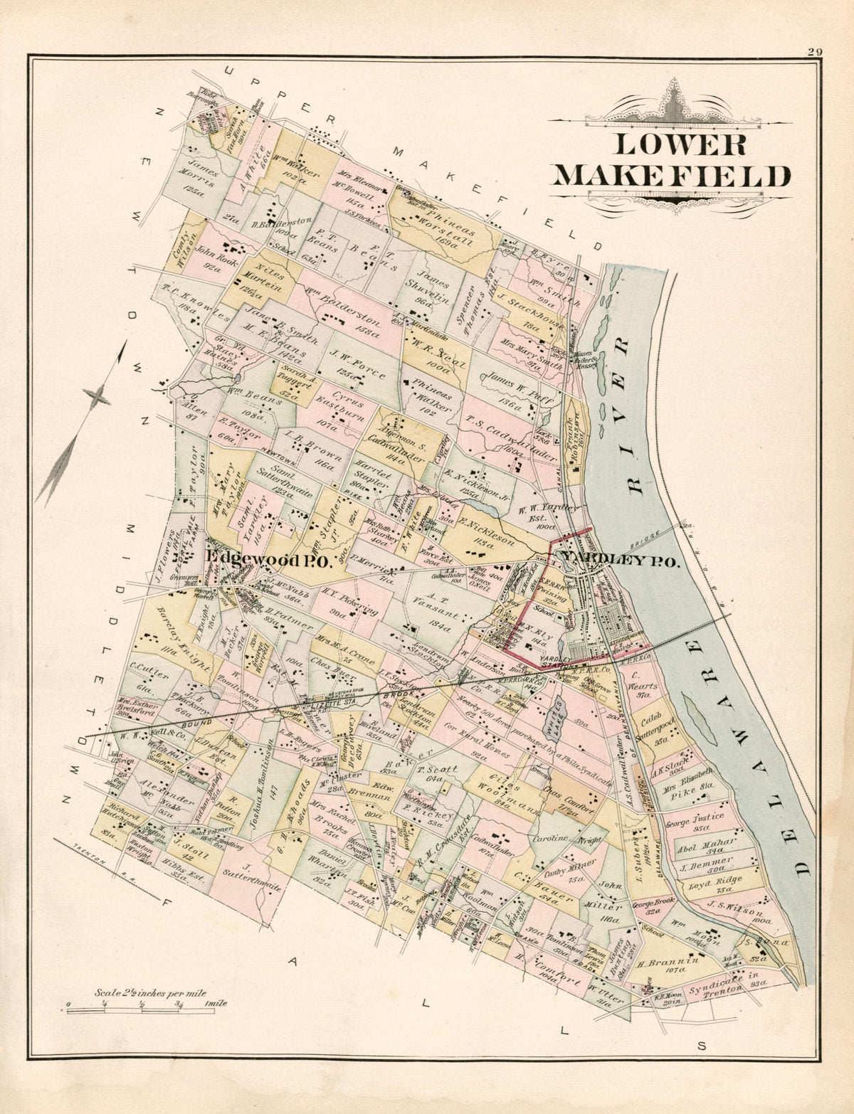 Lower Makefield from Atlas of Bucks County, Pennsylvania 1891 by Relic Map Company