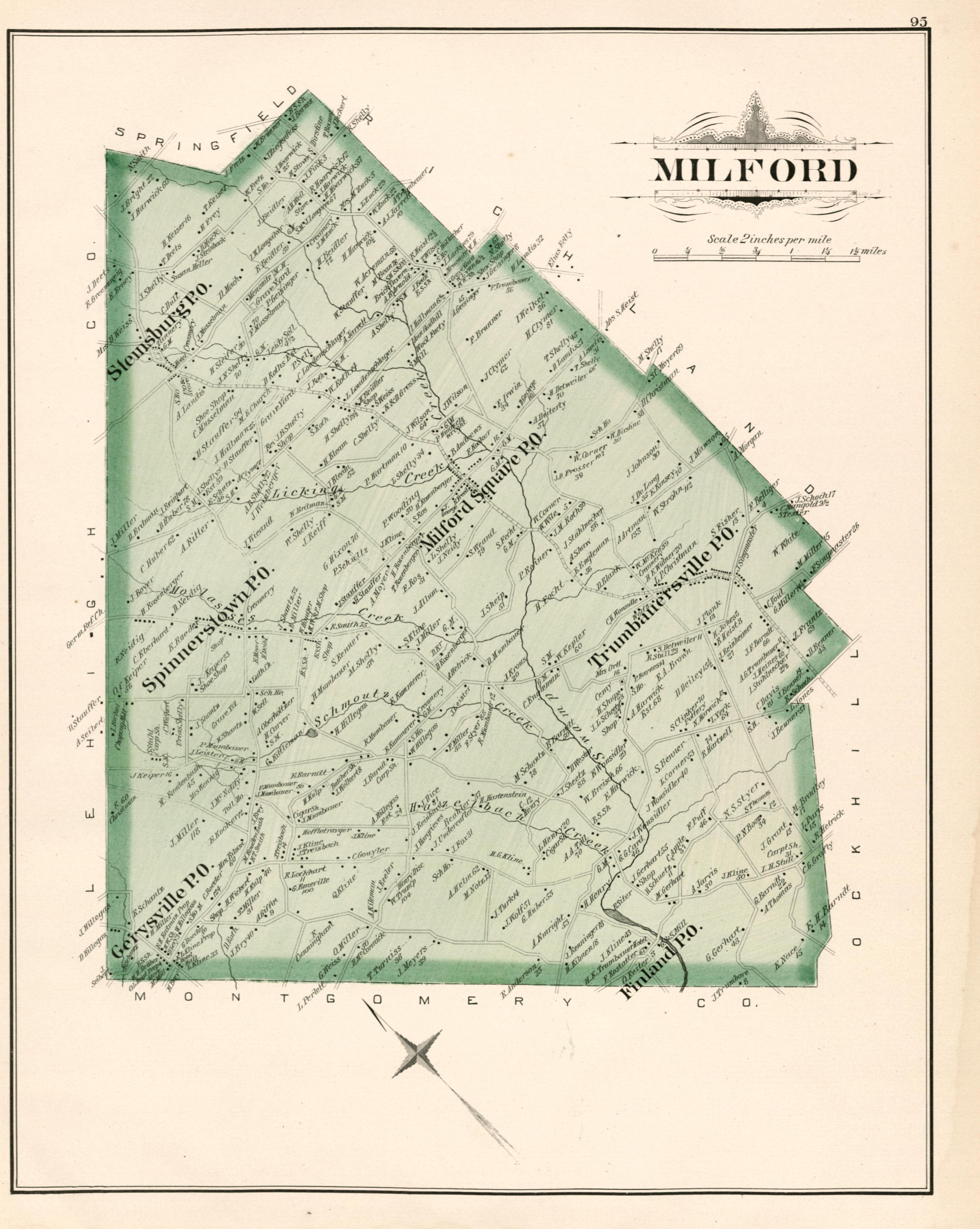 Milford from Atlas of Bucks County, Pennsylvania 1891 by Relic Map Company