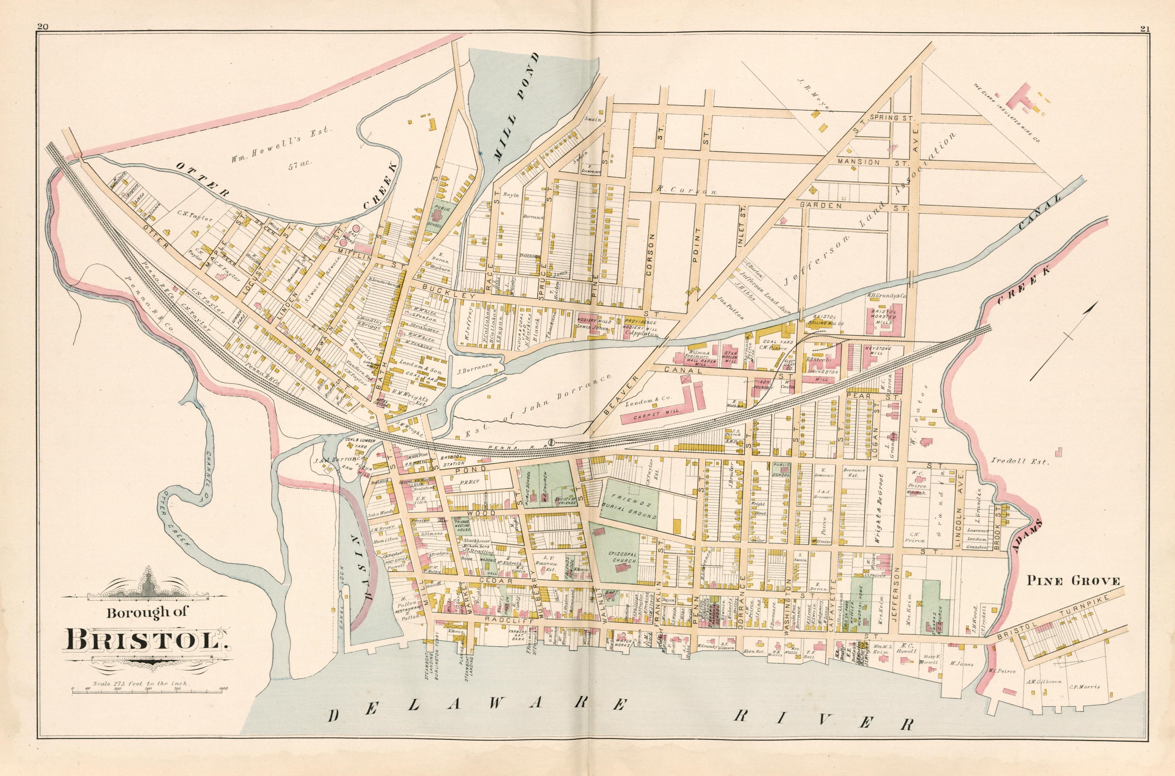 Borough of Bristol from Atlas of Bucks County, Pennsylvania 1891 by Relic Map Company