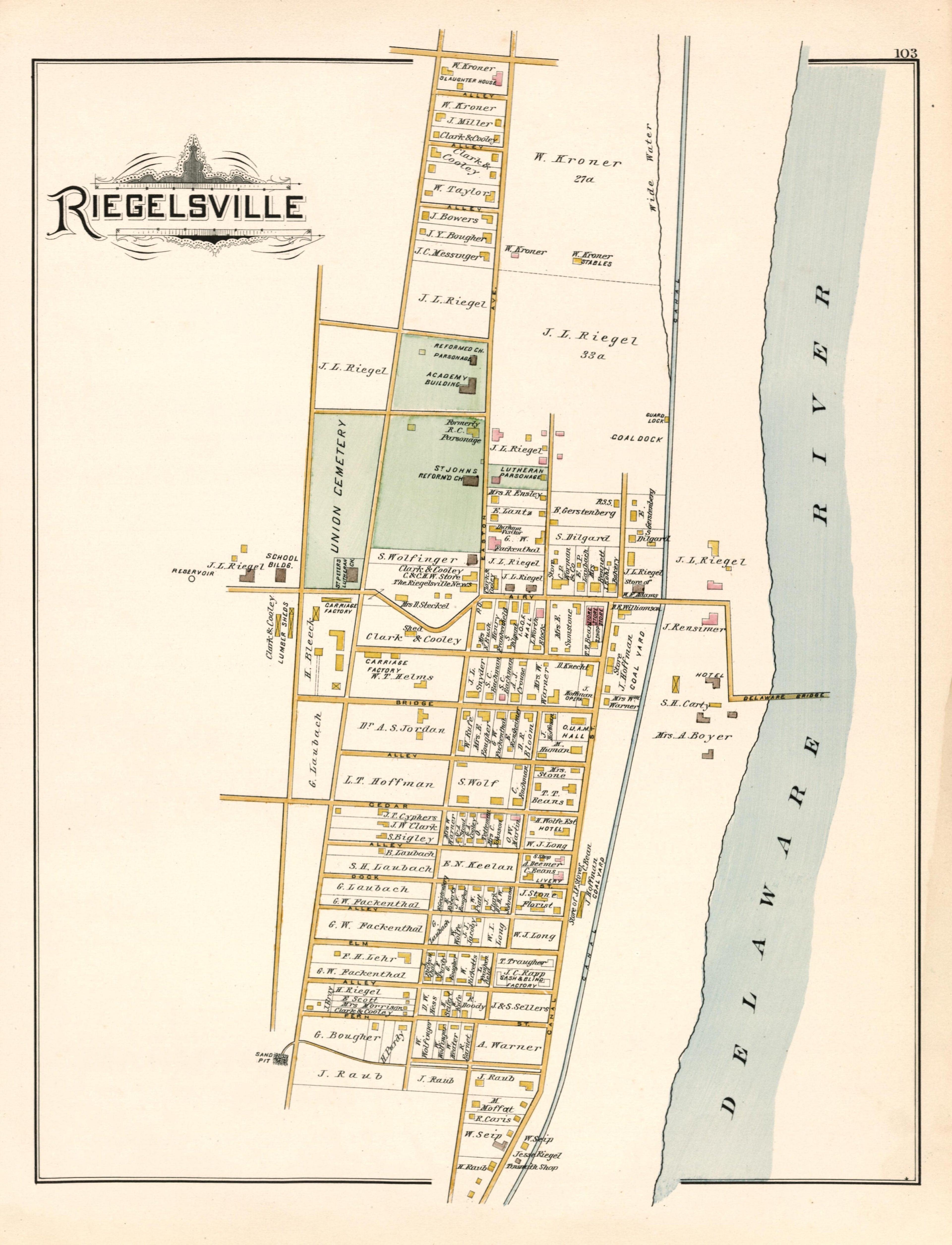 Riegelsville from Atlas of Bucks County, Pennsylvania 1891 by Relic Map Company