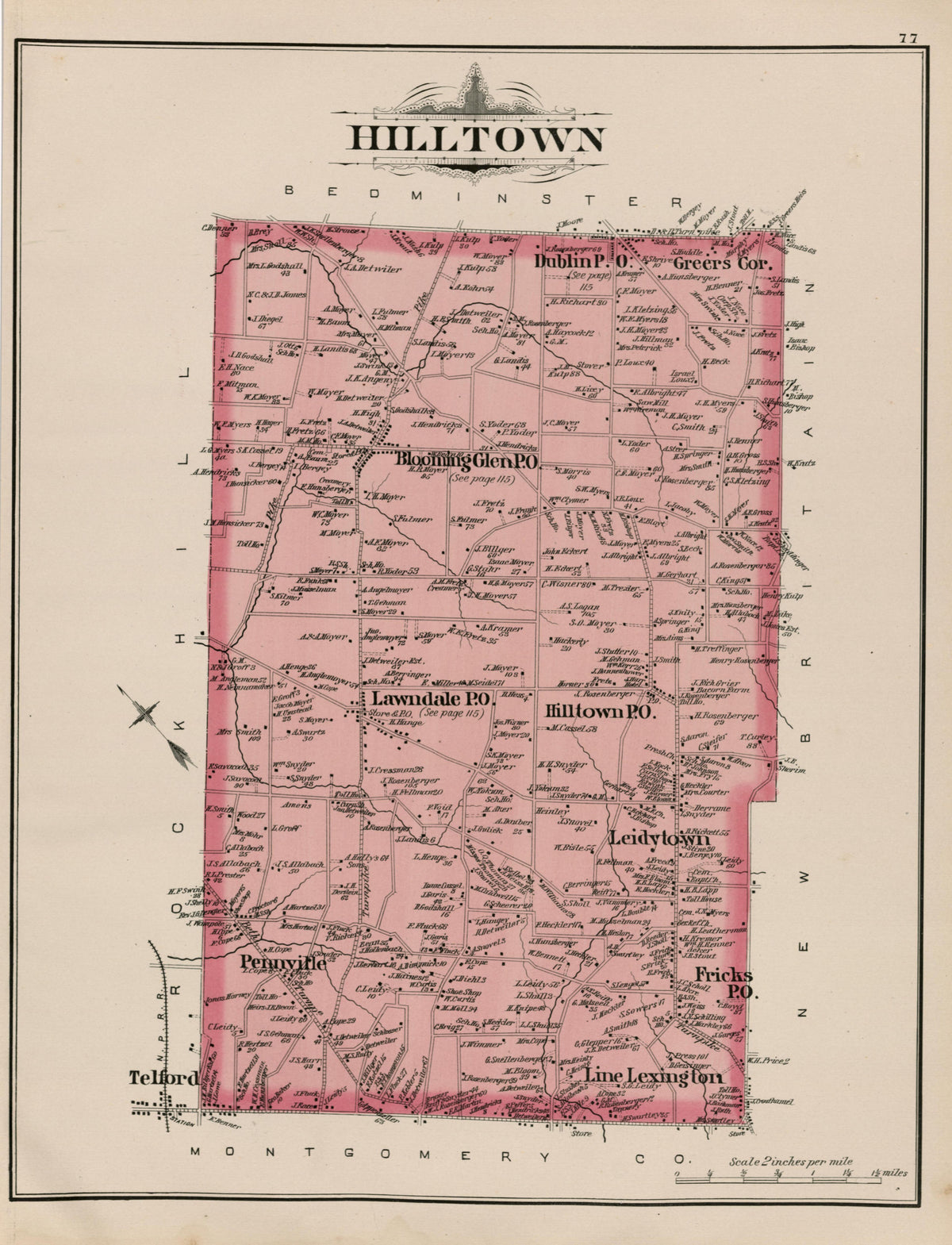 Hilltown from Atlas of Bucks County, Pennsylvania 1891 by Relic Map Company