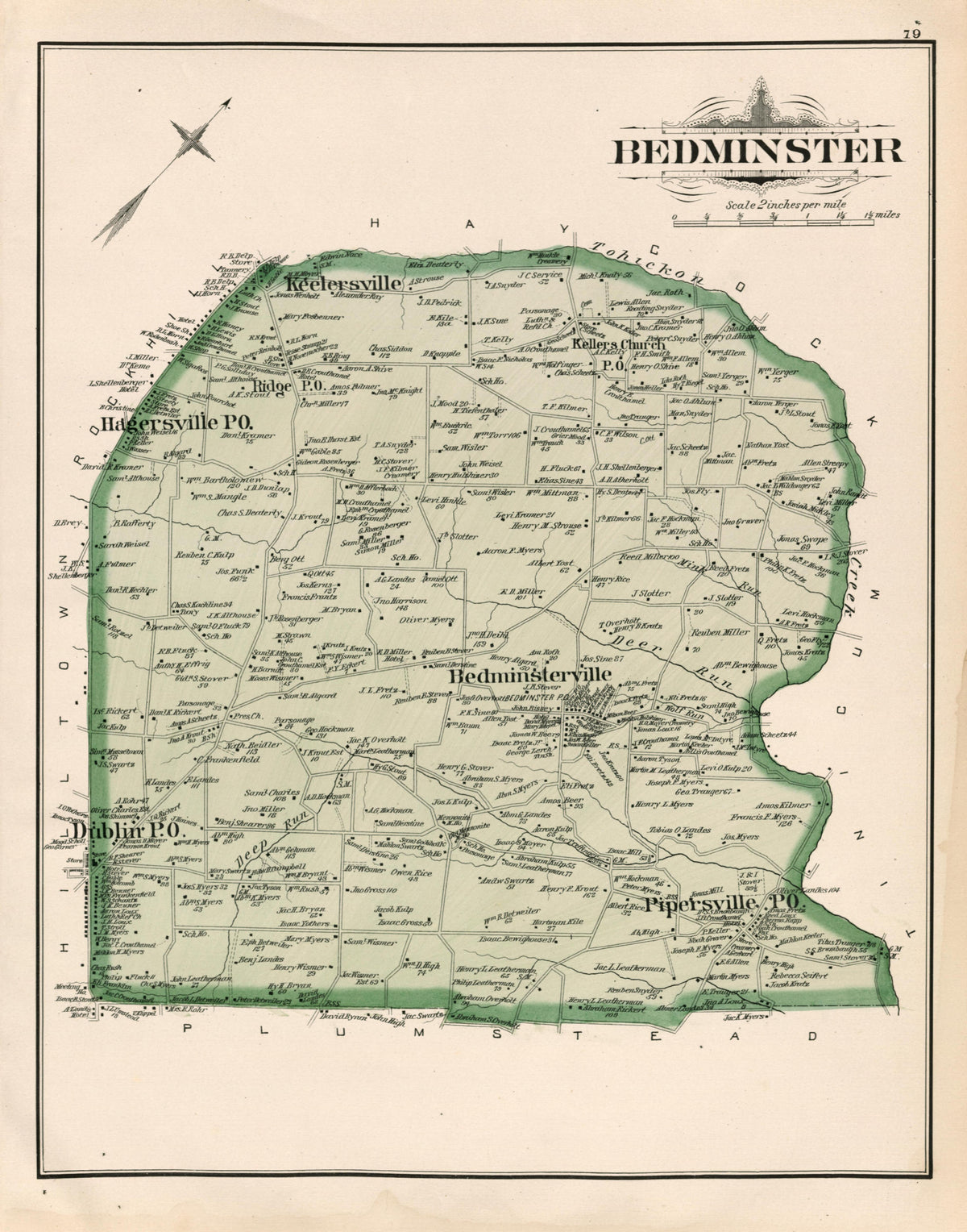 Bedminster from Atlas of Bucks County, Pennsylvania 1891 by Relic Map Company
