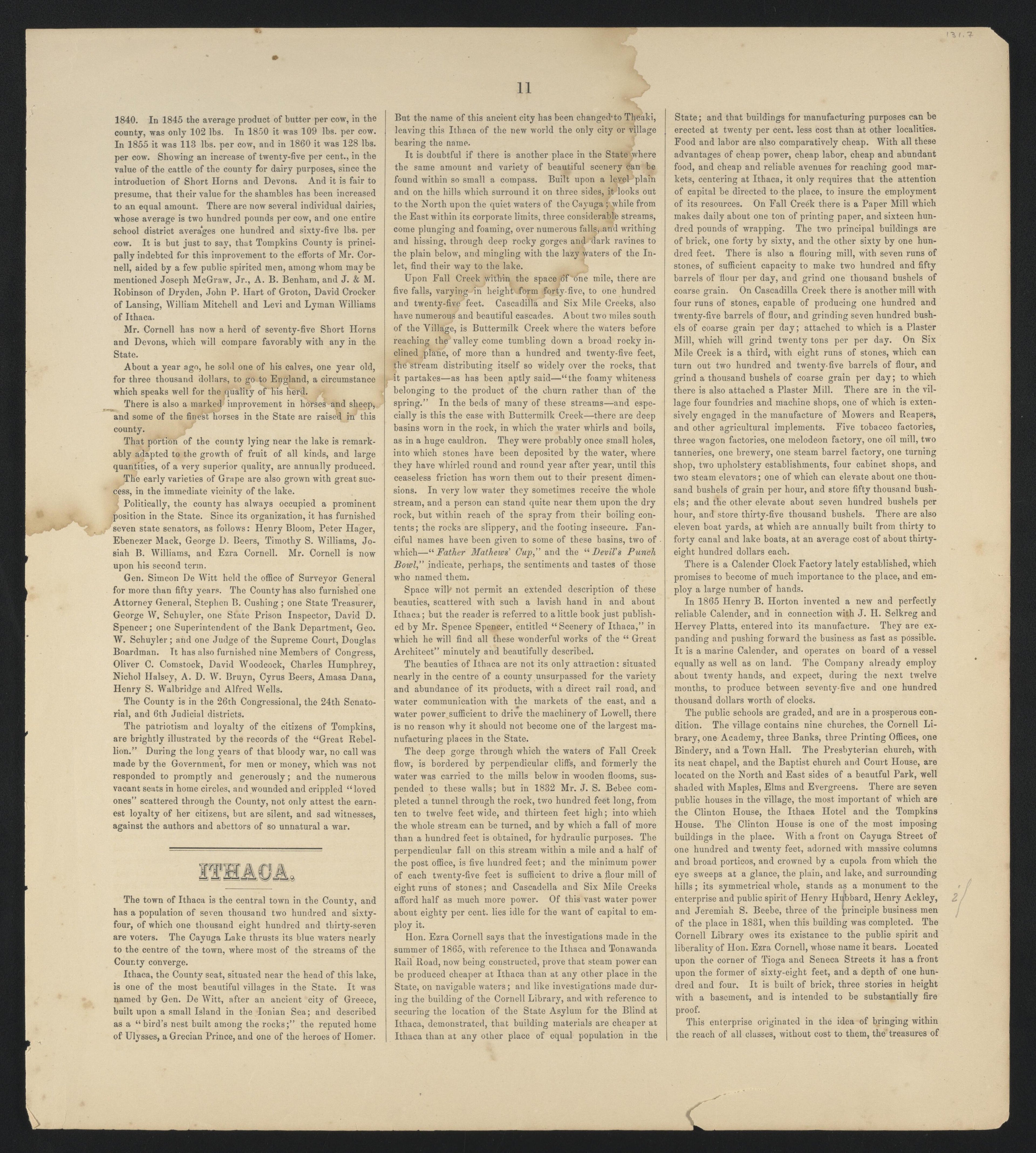 Image 11 of New Topographical Atlas of Tompkins County, New York from New Topographical Atlas of Tompkins County, New York : from Actual Surveys Especially for This Atlas 1866 by Relic Map Company