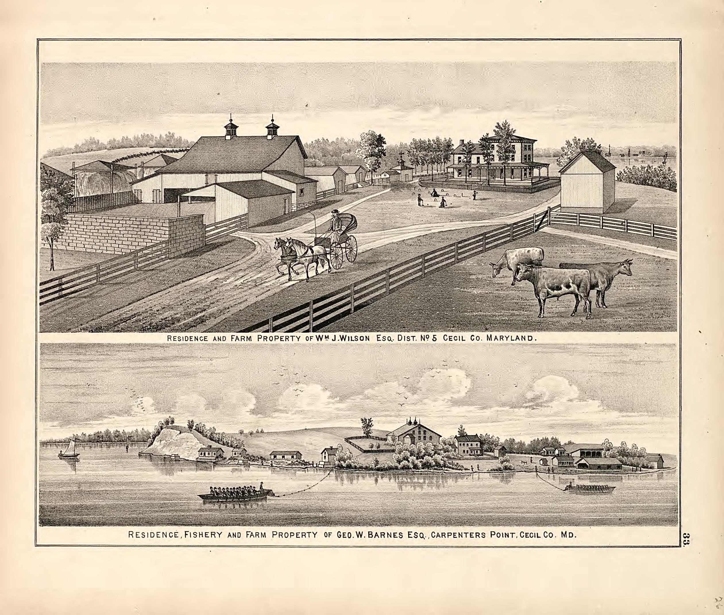 2 Views from an Illustrated Atlas of Cecil County, Maryland 1877 by Relic Map Company