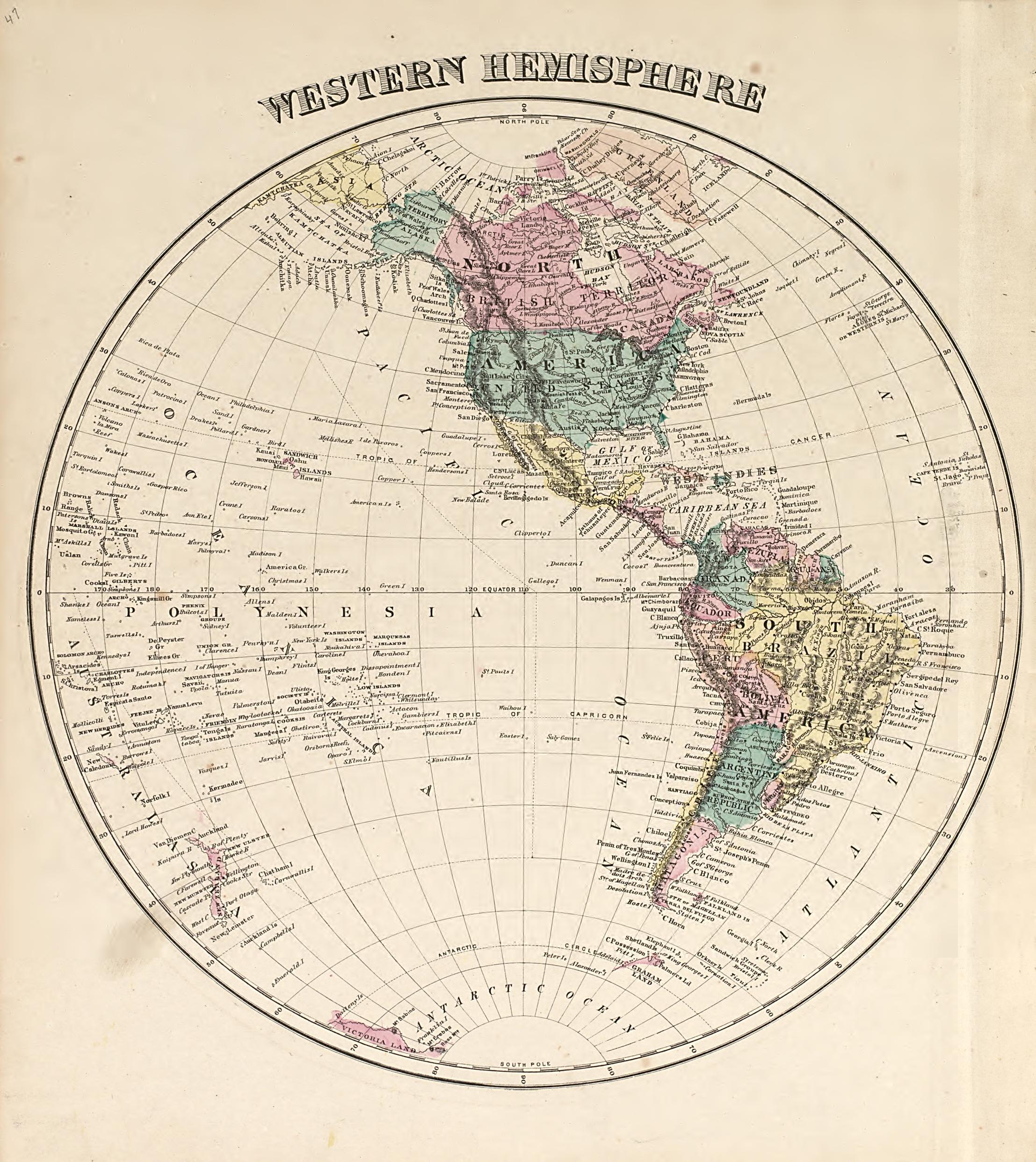 Western Hemisphere from an Illustrated Atlas of Cecil County, Maryland 1877 by Relic Map Company