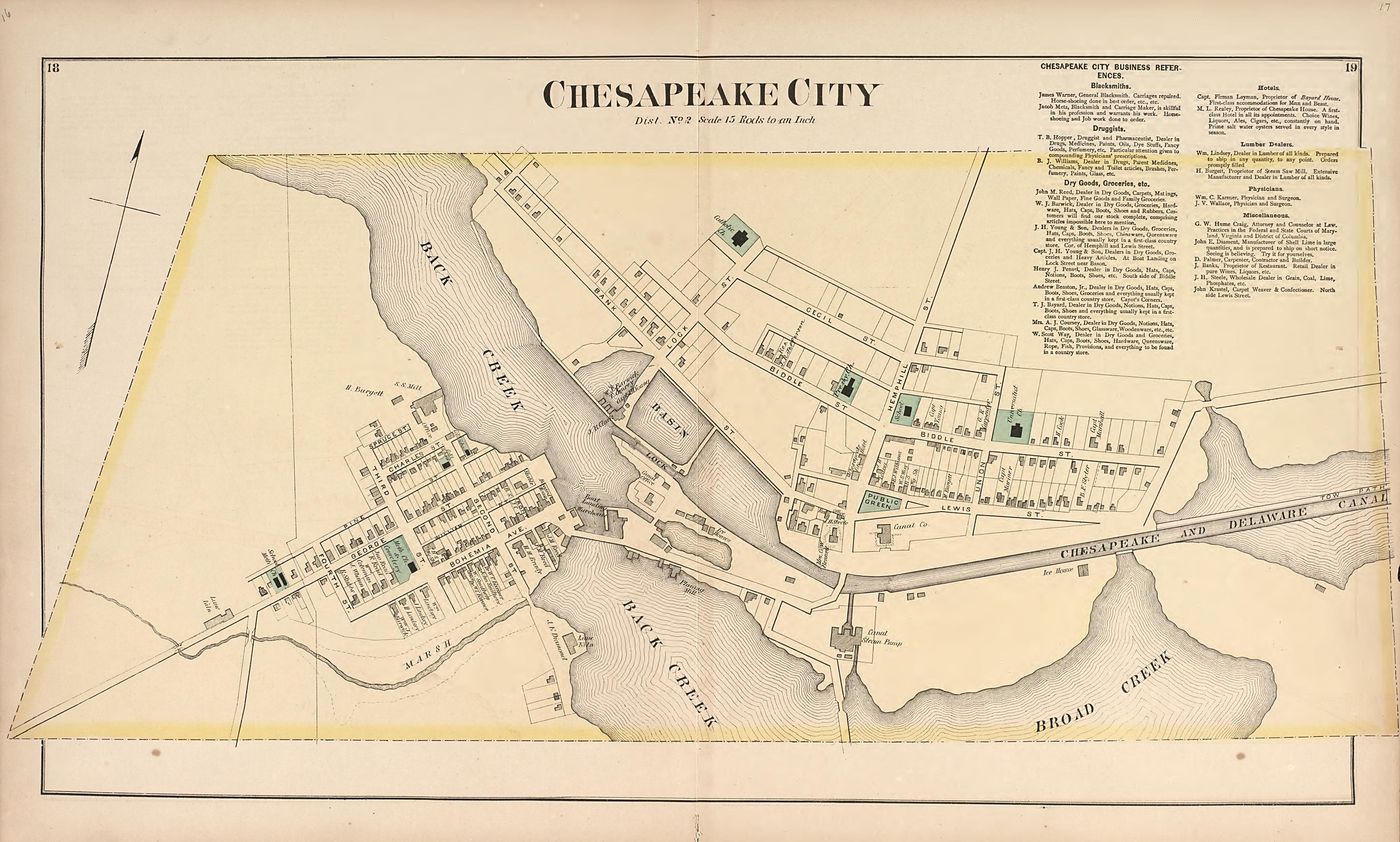 Chesapeake City from an Illustrated Atlas of Cecil County, Maryland 1877 by Relic Map Company