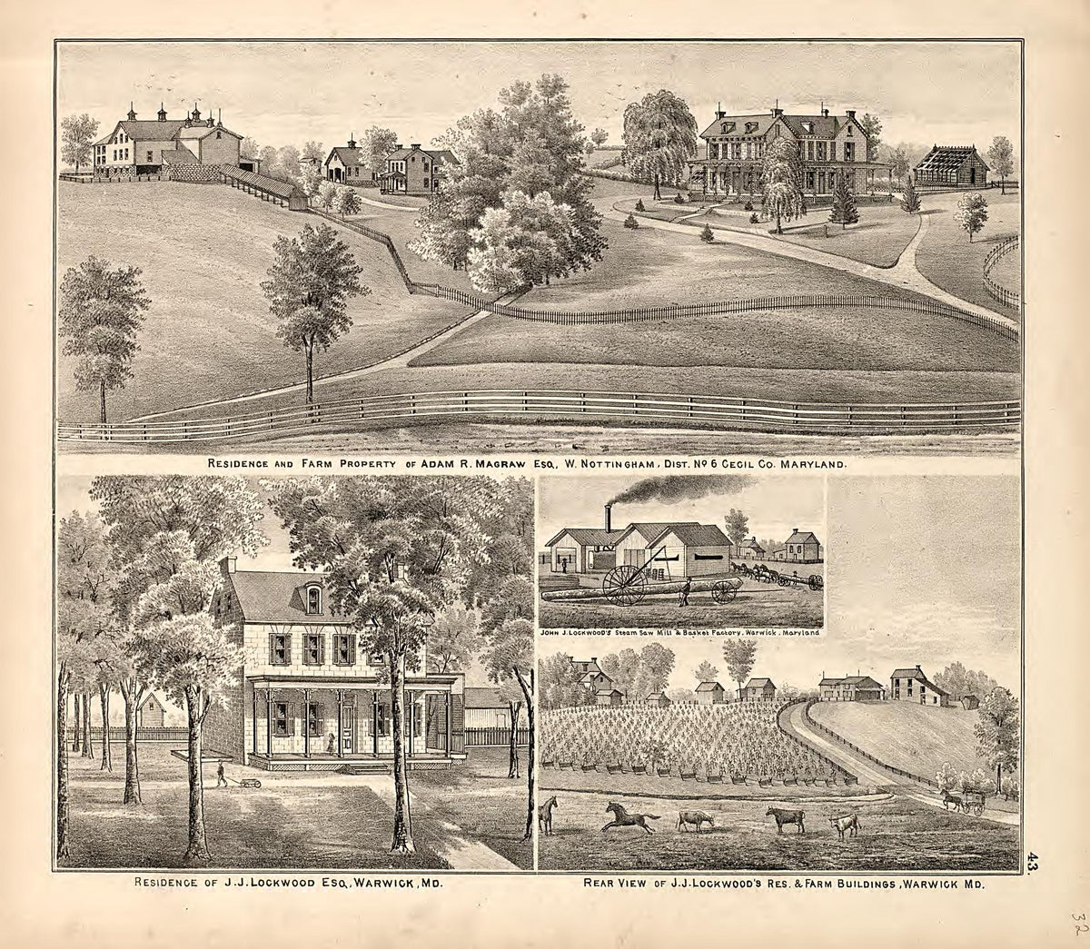 3 Views from an Illustrated Atlas of Cecil County, Maryland 1877 by Relic Map Company