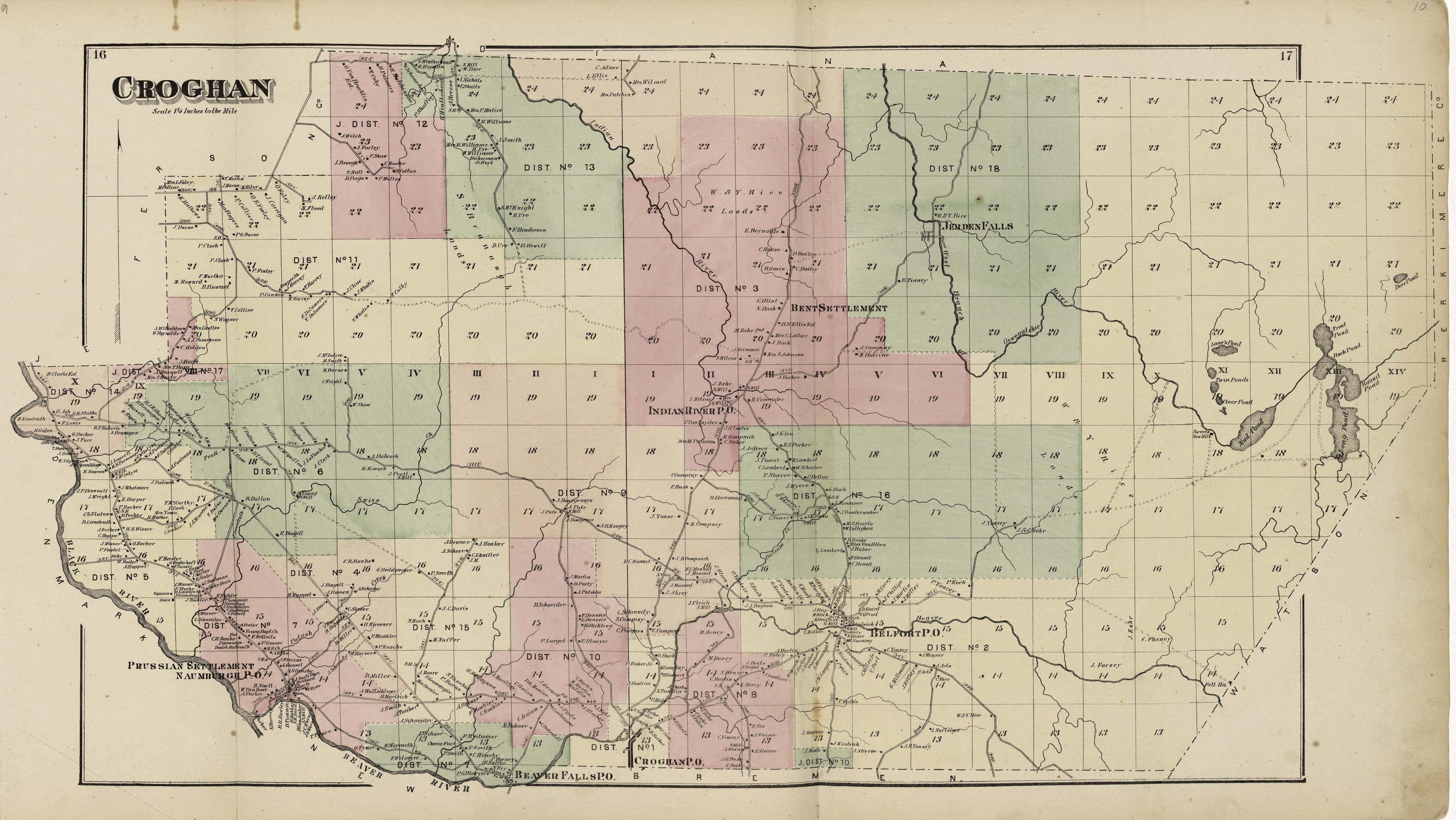 Croghan from Atlas of Lewis County, New York 1875 by Relic Map Company